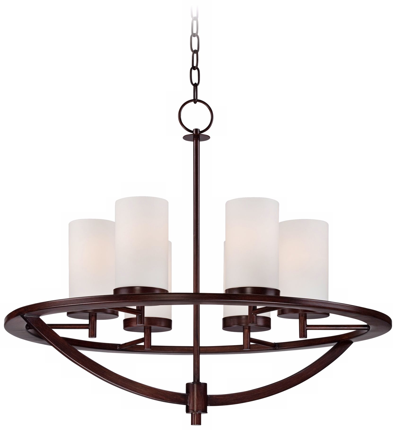 Exa 26 3/4" Wide Opal Glass 6-Light Bronze Chandelier