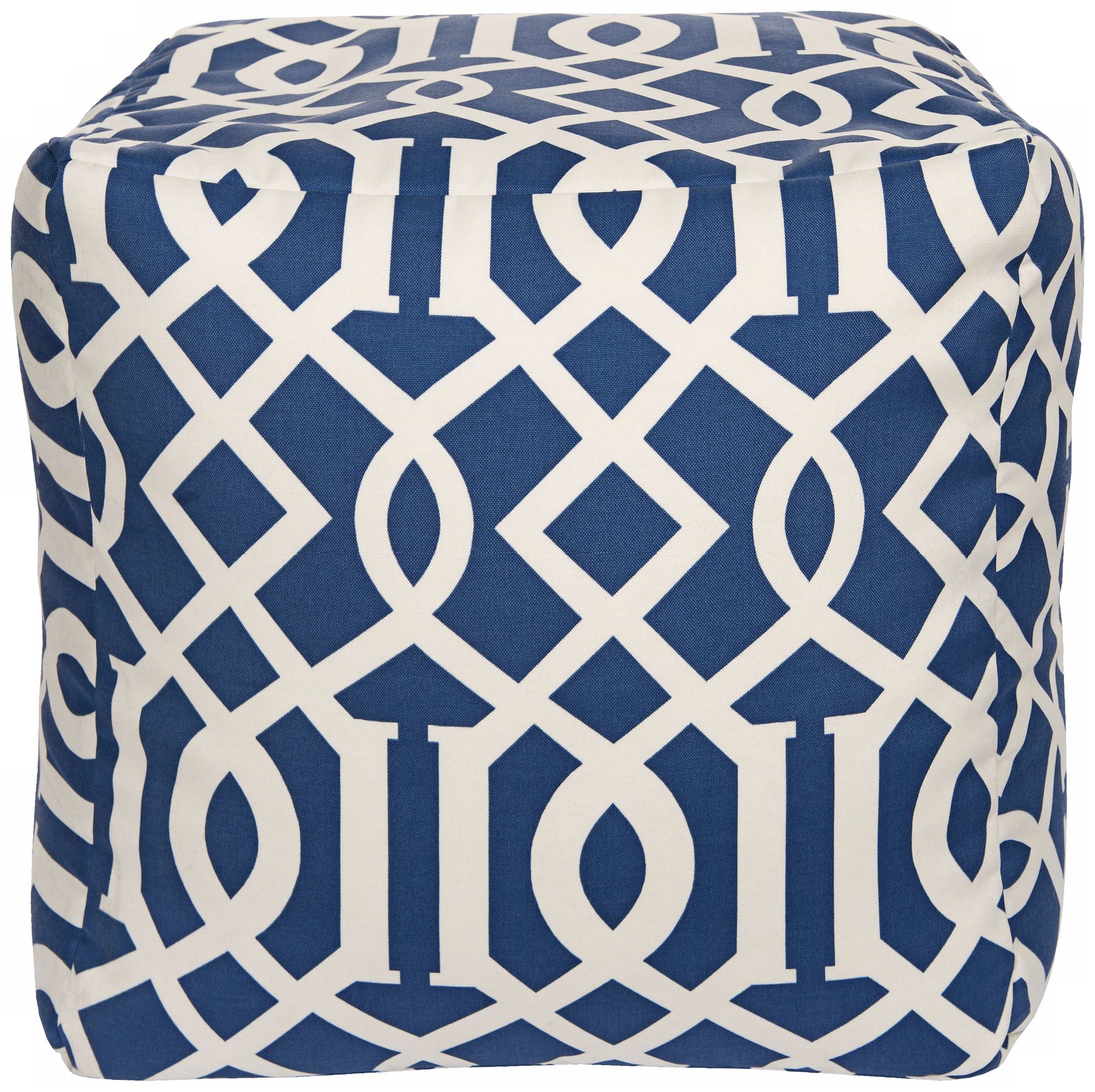 Blue Corn Trellis 18" Square Surya Pouf Ottoman