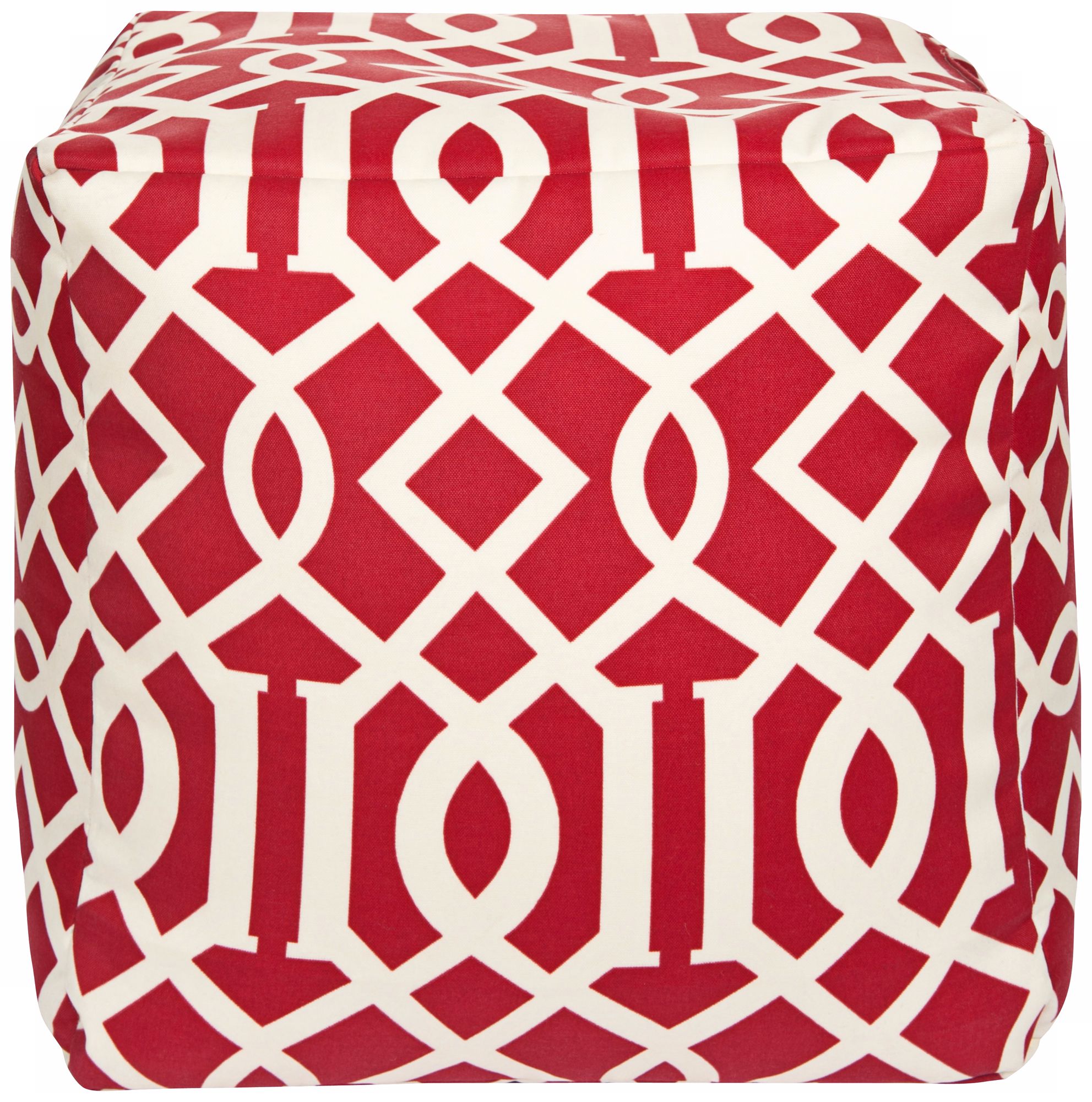 Red Trellis 18" Square Surya Pouf Ottoman