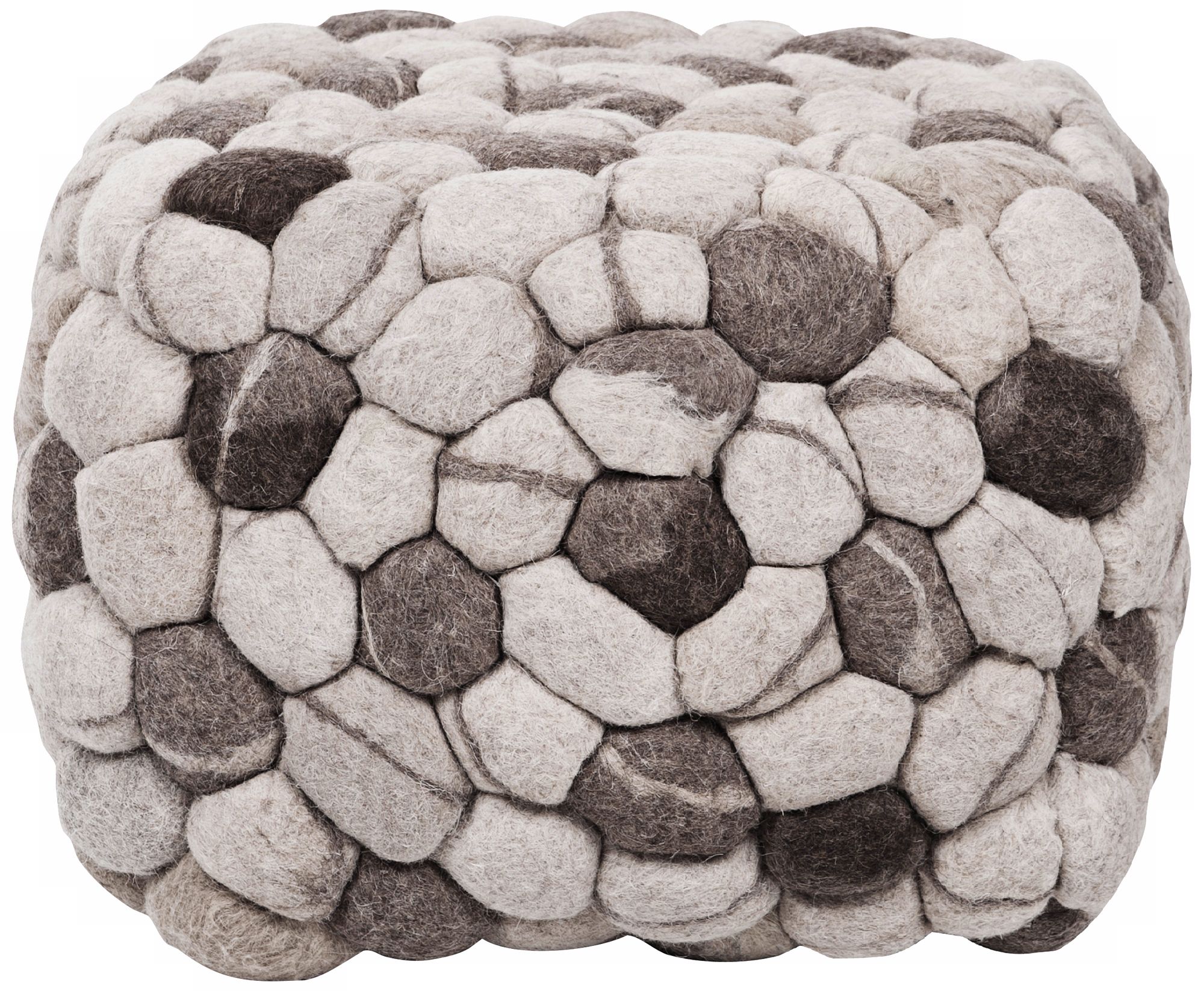 Surya Winter White Wool 18" Cube Ottoman Pouf