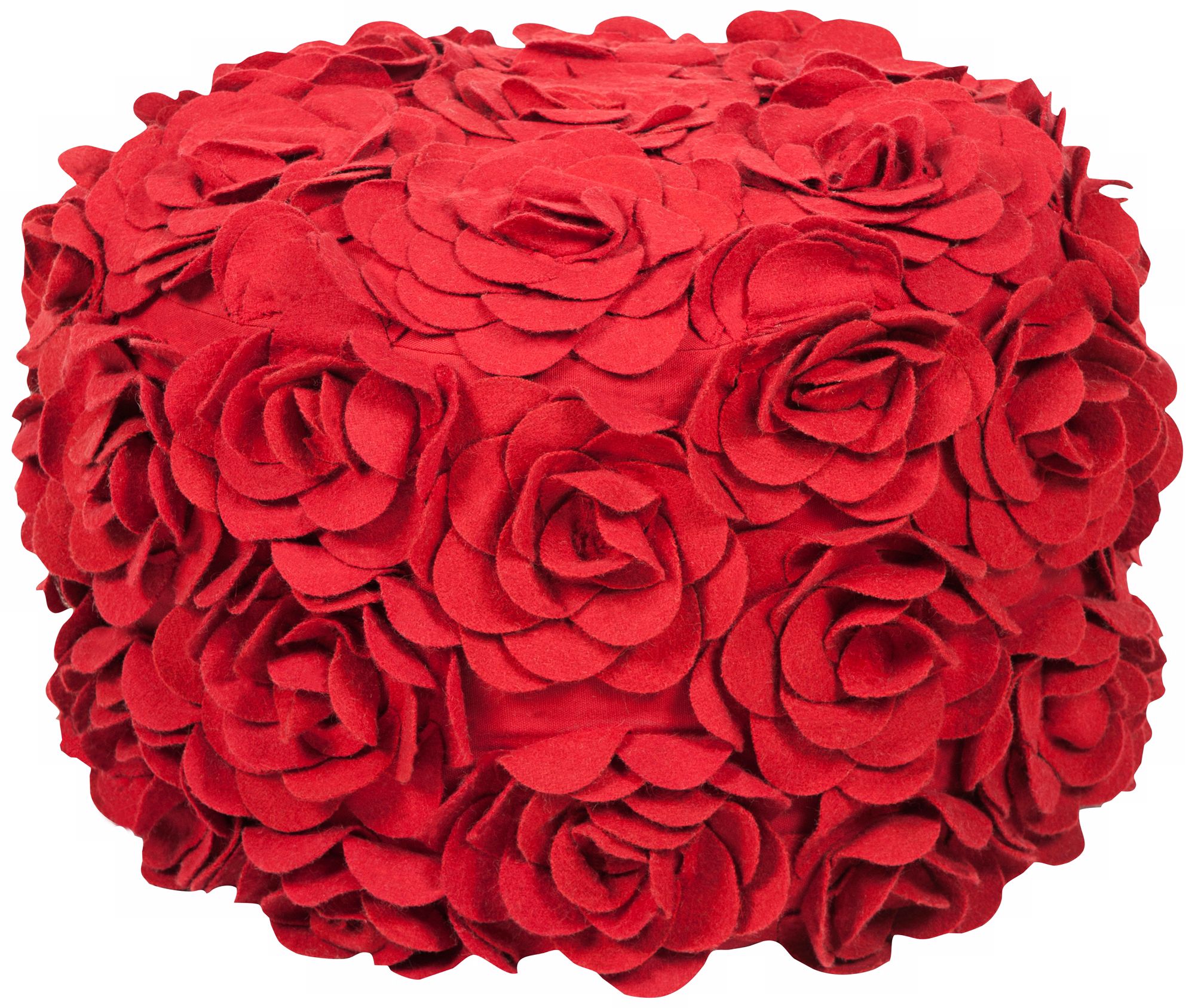 Surya Venetian Red Wool 18" Ottoman Pouf
