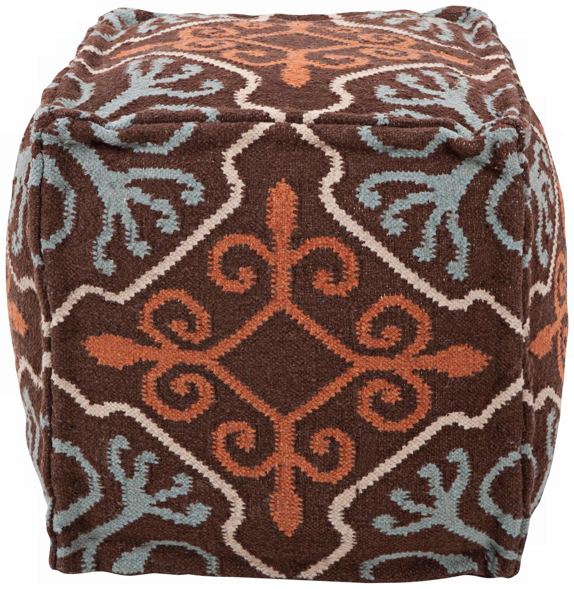 Surya Adobe Coffee Bean Wool 18" Cube Ottoman Pouf