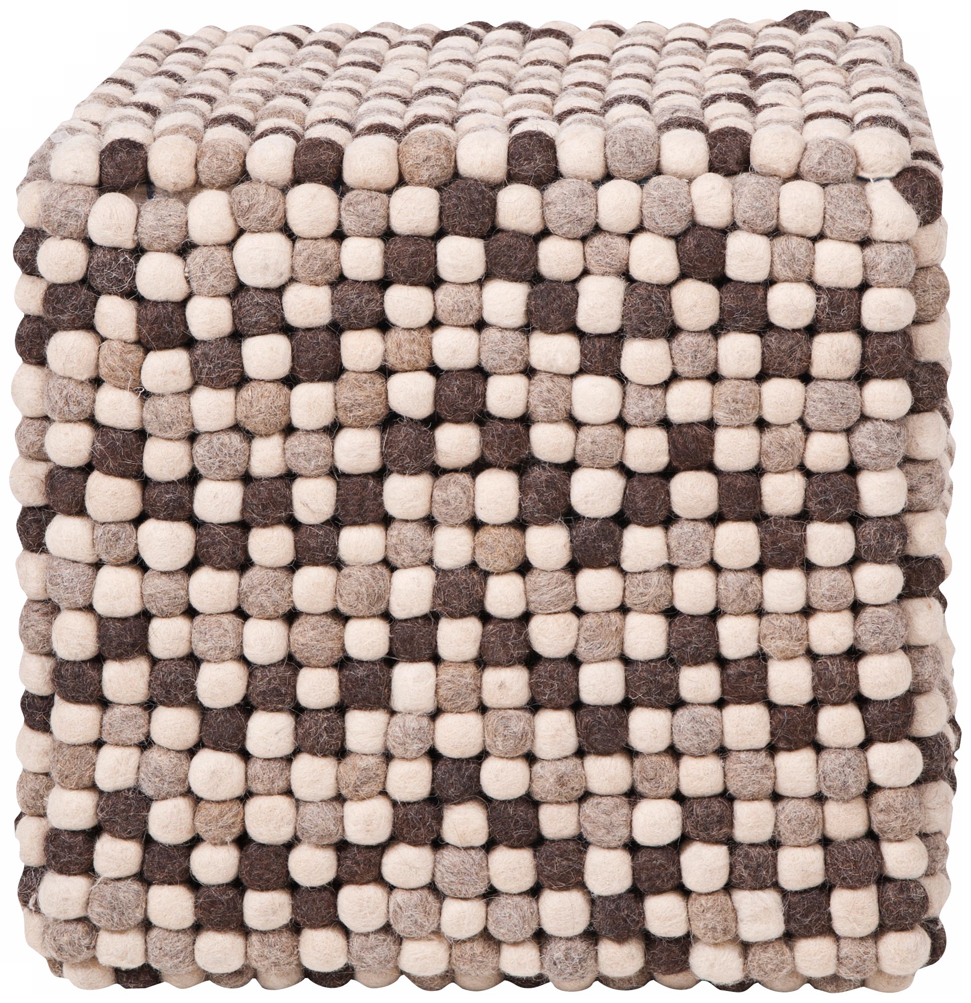 Surya Brown Dot Wool 18" Cube Ottoman Pouf