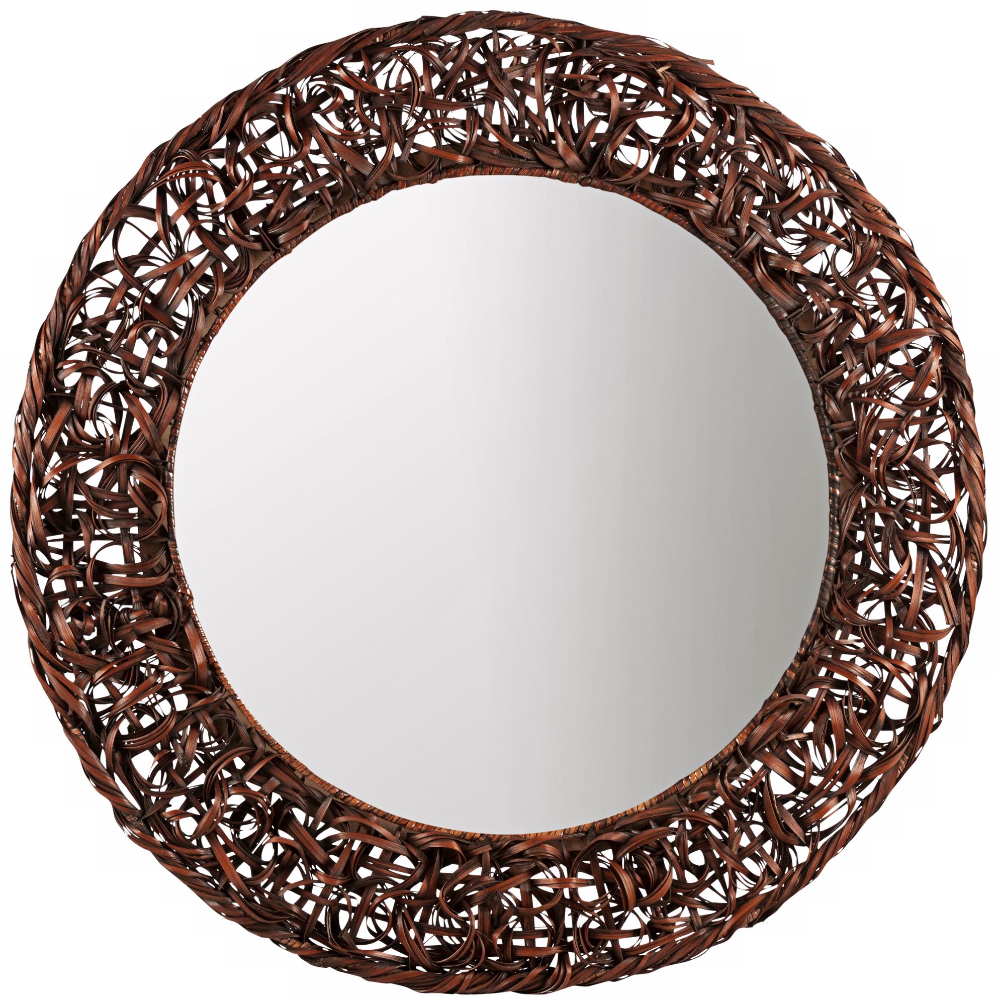 Cooper Classics Rosalie 31" Wide Round Rattan Wall Mirror