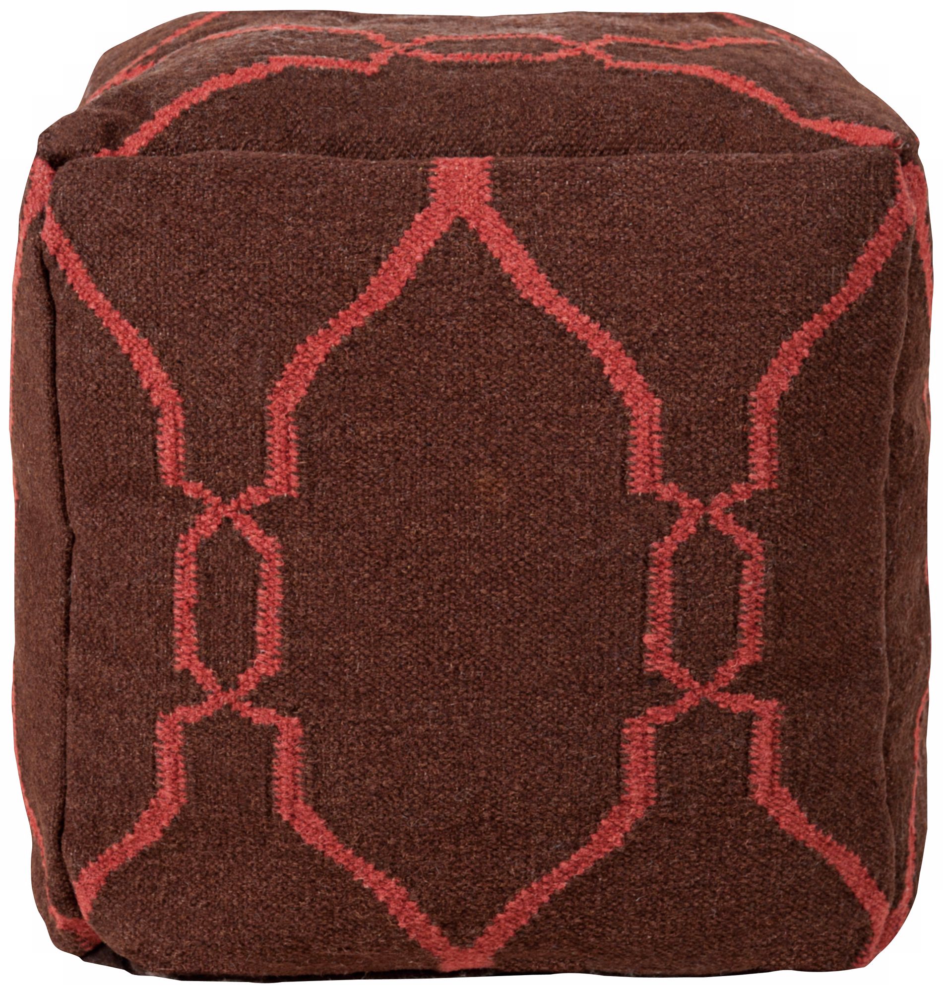 Surya Chocolate Terracotta Wool 18" Cube Ottoman Pouf