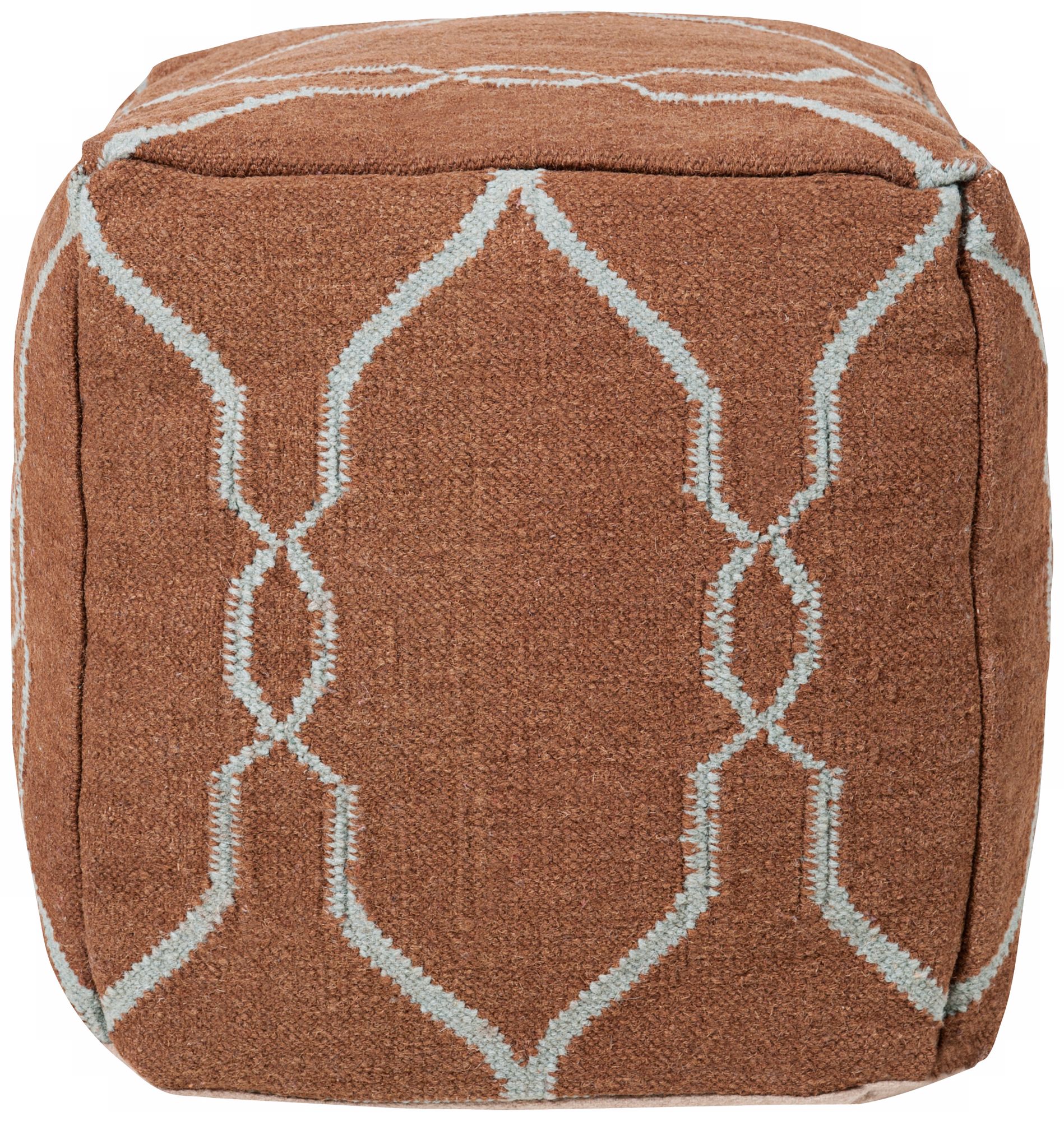 Surya 18" Square Mocha Brown Wool Ottoman Pouf