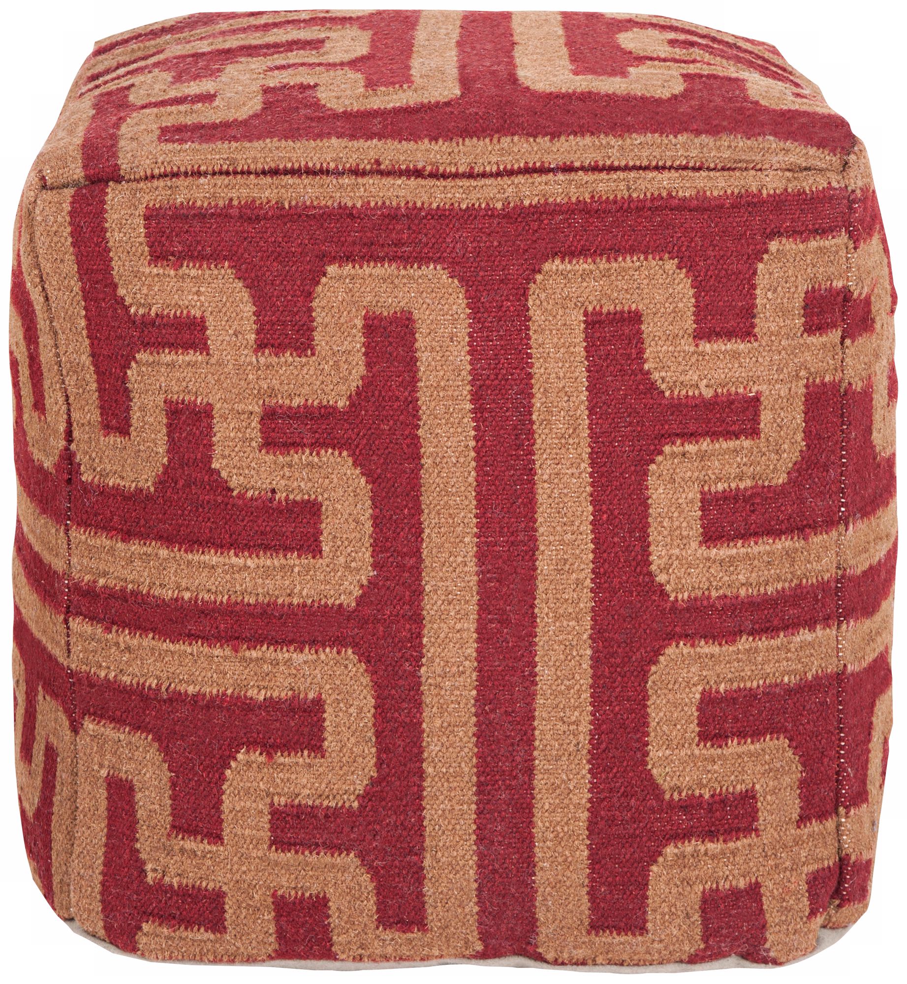 Surya Terracotta Goldenrod Wool 18" Cube Ottoman Pouf