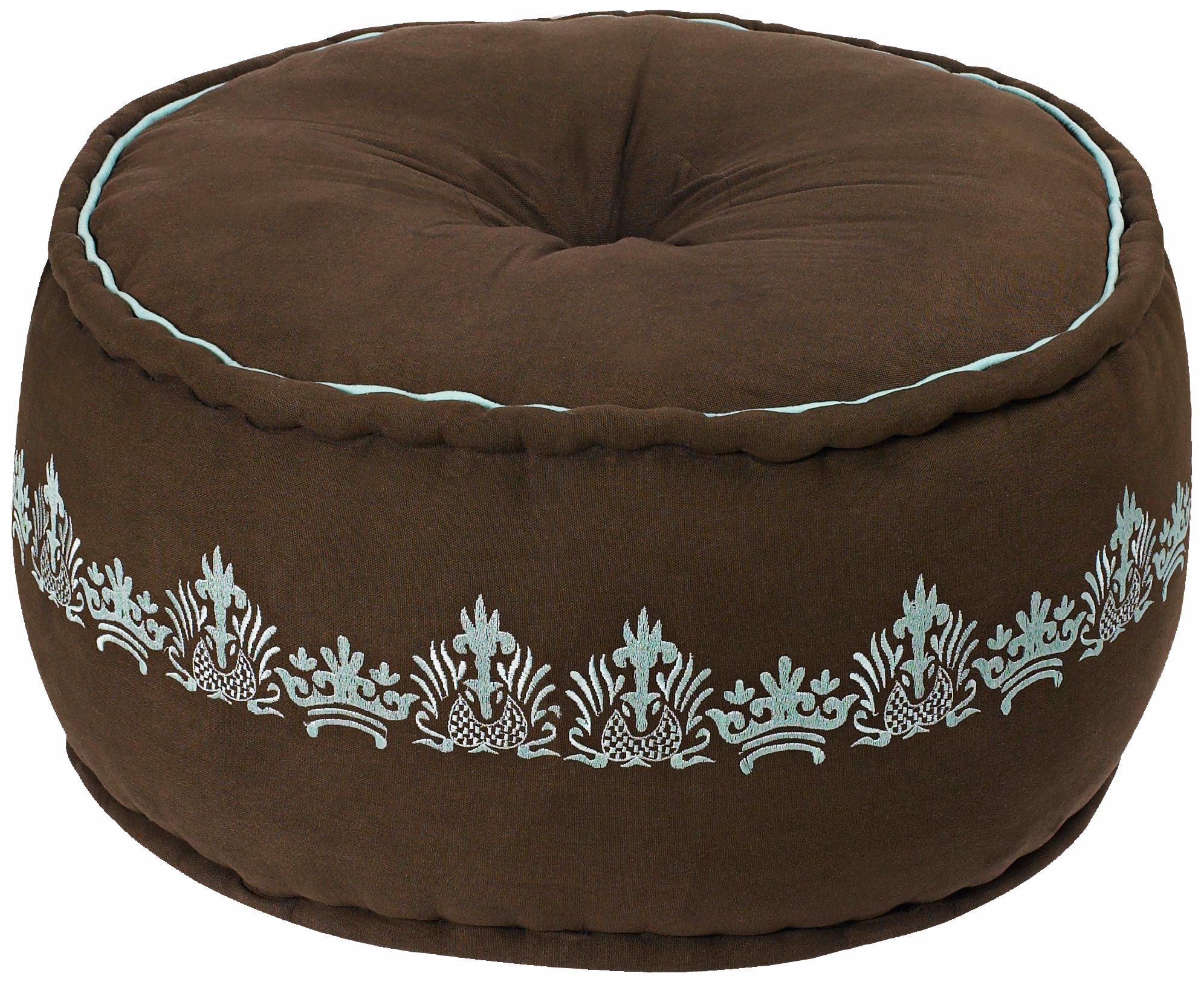 Surya 22" Wenge with Blue Haze Jute Ottoman Pouf