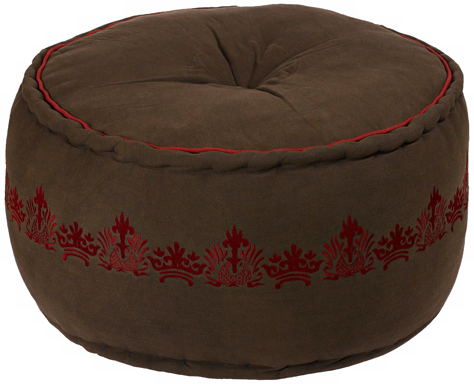 Surya 22" Wenge with Maroon Jute Ottoman Pouf