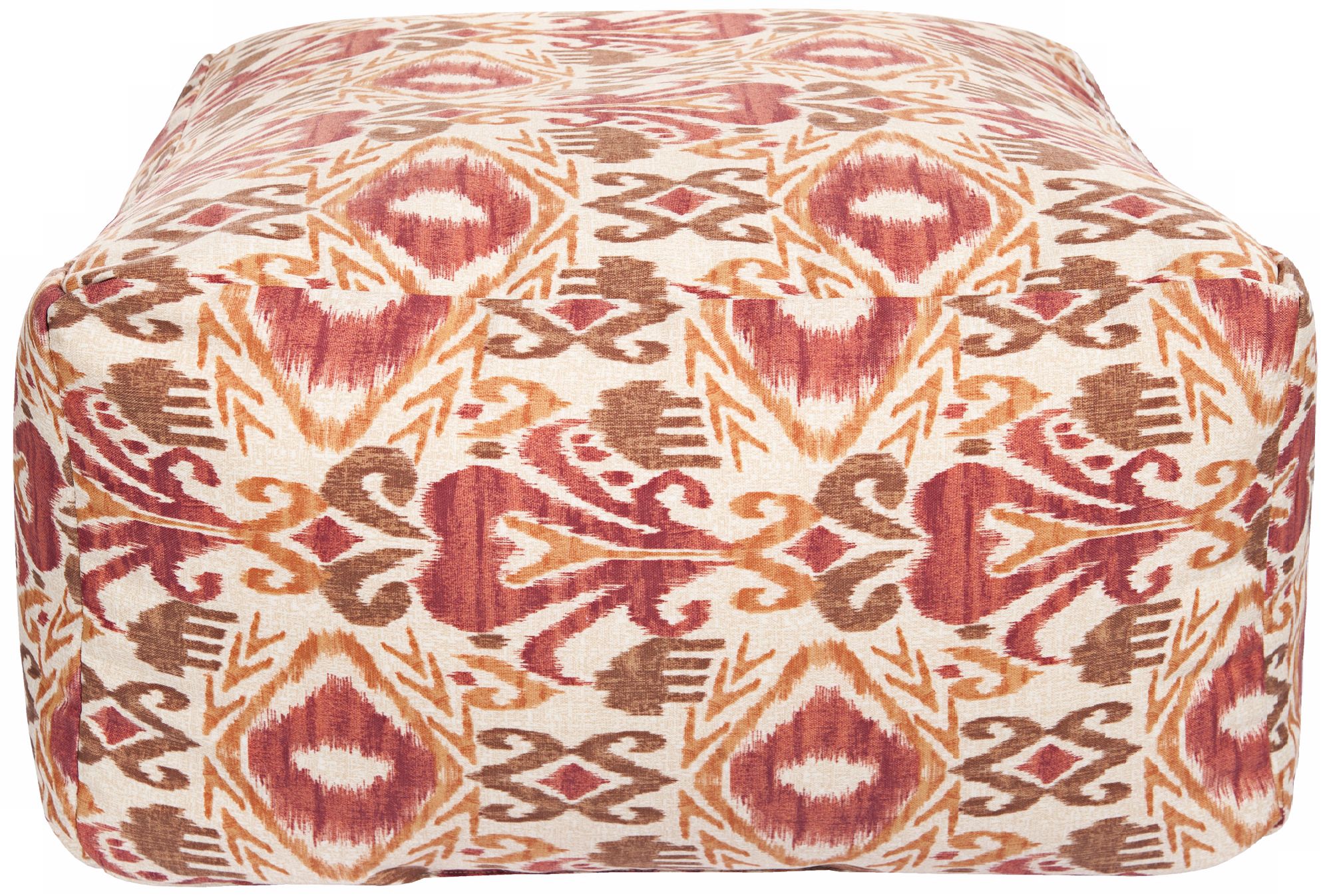 Red Clay Ikat 24" Wide Surya Pouf Ottoman