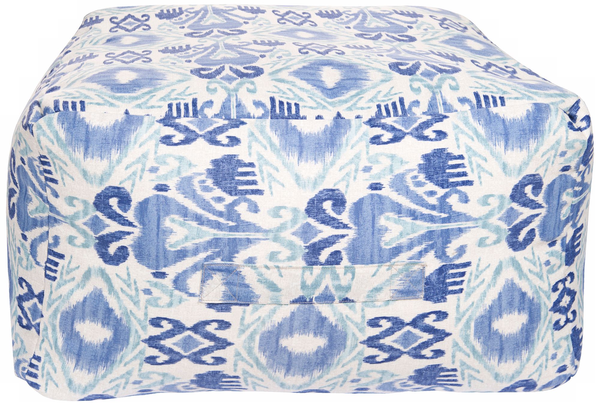 Sea Blue Ikat 24" Wide Surya Pouf Ottoman