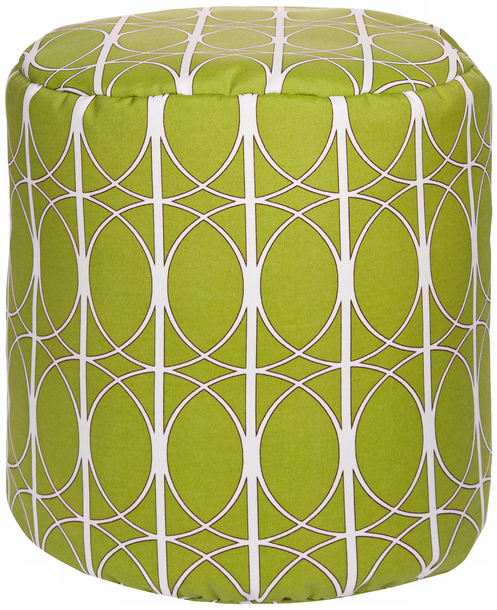 Fern Green Circle Lattice Surya Pouf Ottoman