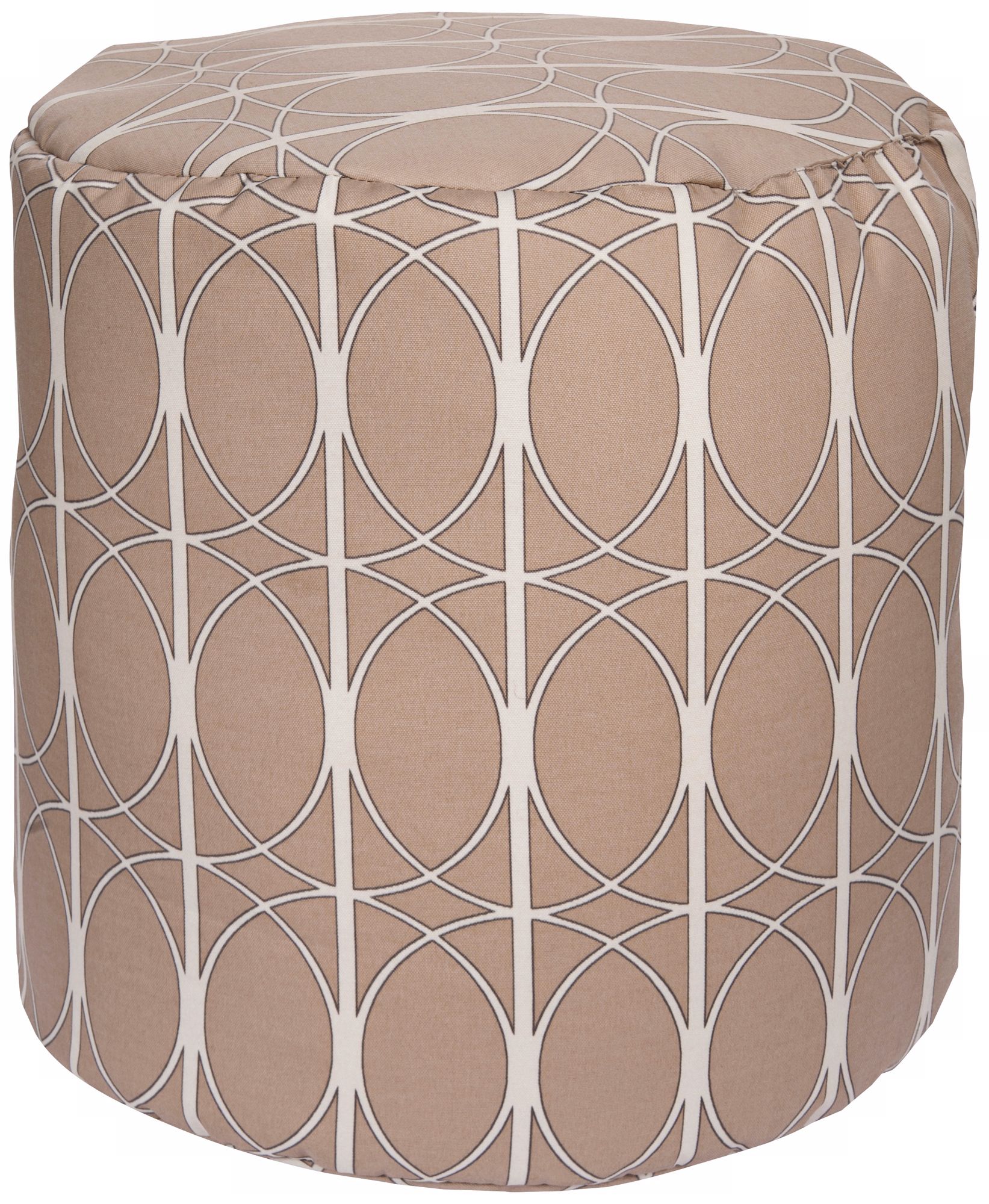 Desert Sand Circle Lattice Surya Pouf Ottoman