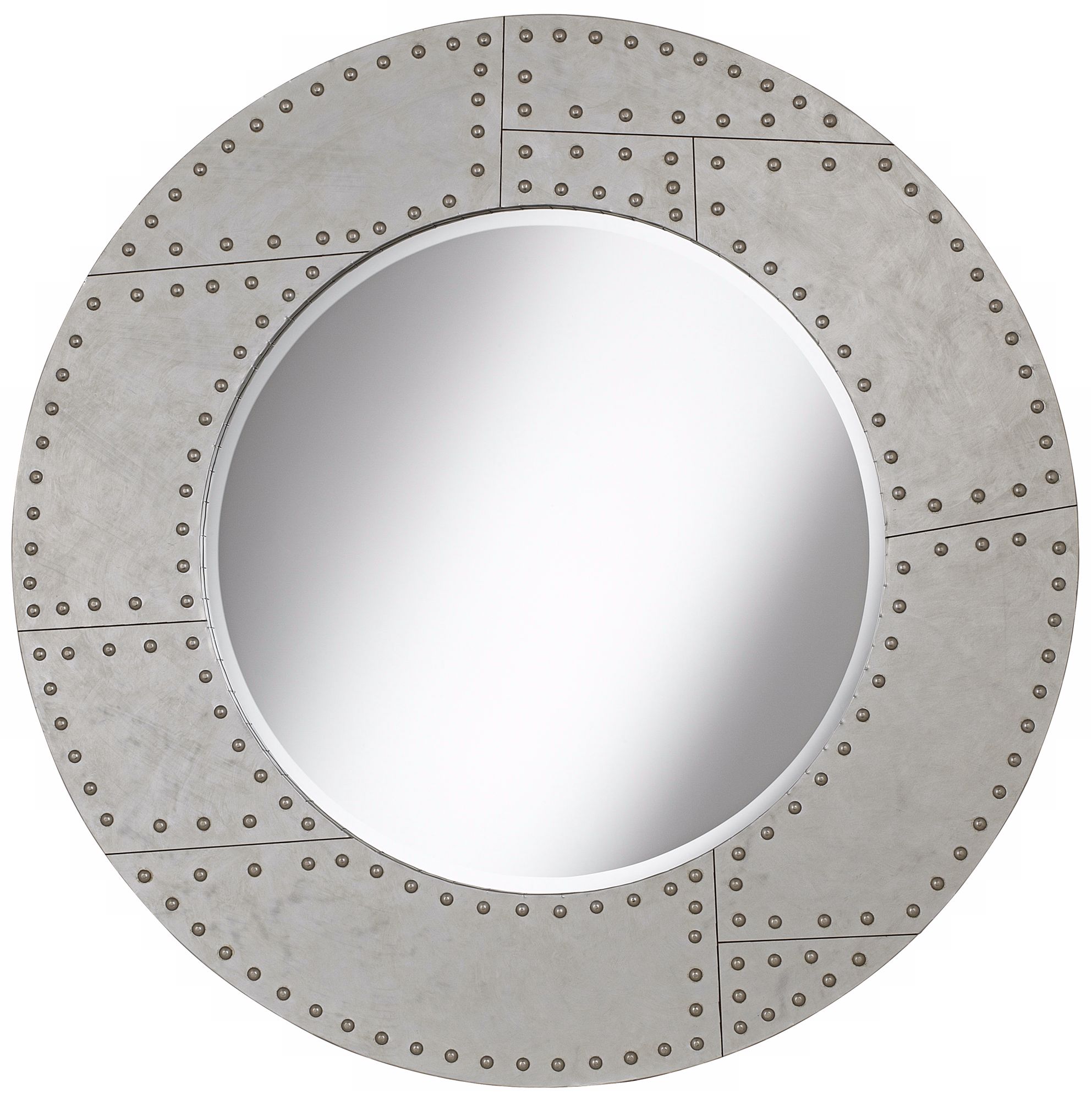 Riveted Metal 36" Round Wall Mirror
