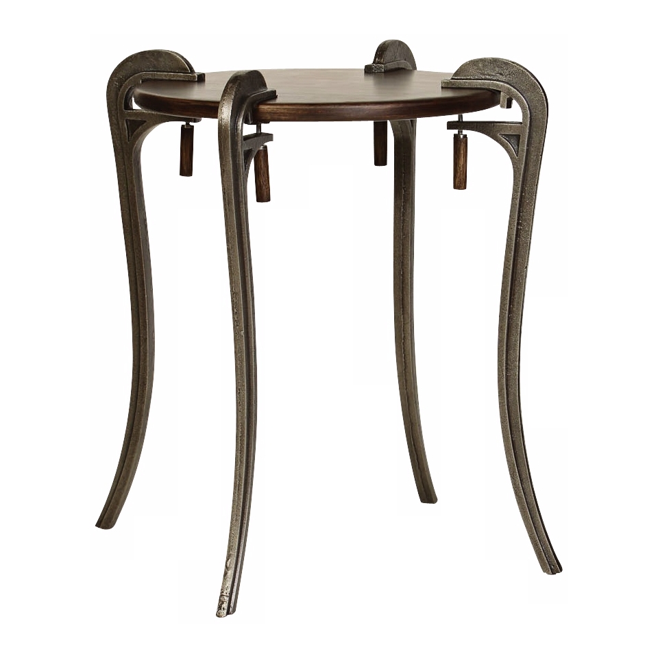 Metal Clamp Side Table With Wood Top   #Y3112