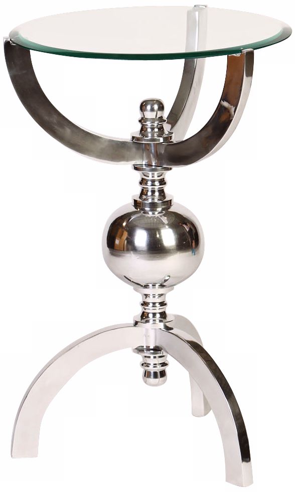 Galilea Polished Nickel 3-Legged Aluminum Side Table