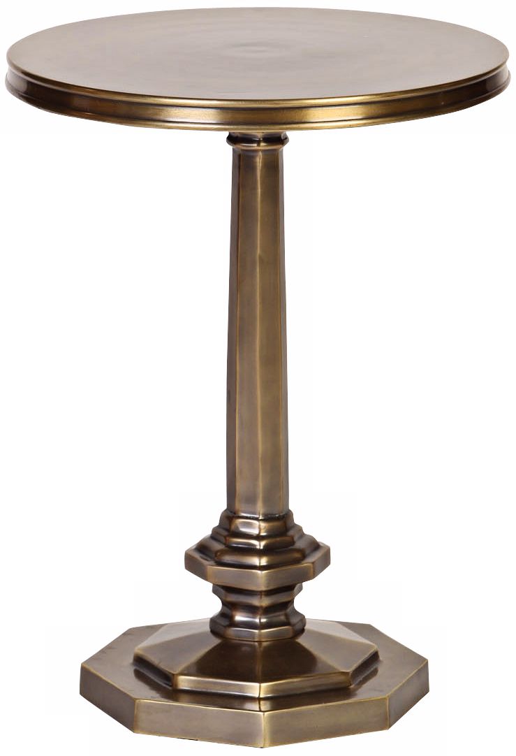 Leonid Brass Cast Aluminum Accent Table with Octagonal Base