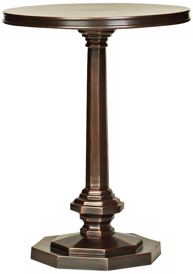 Leonid Copper Cast Aluminum Accent Table with Octagonal Base
