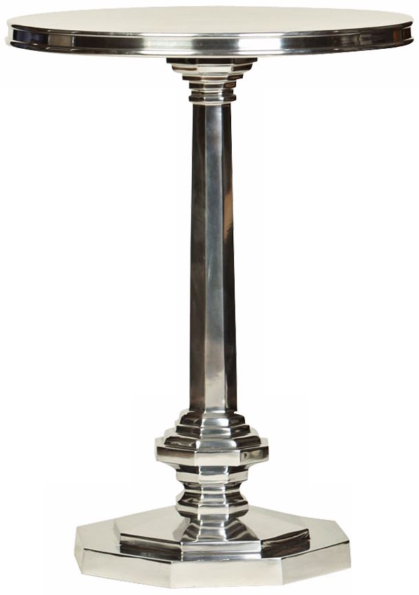 Leonid Nickel Cast Aluminum Accent Table with Octagonal Base