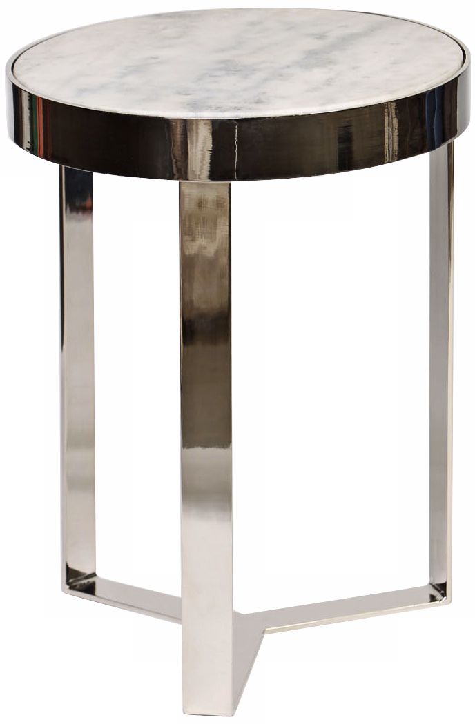 Therese Contemporary White Granite Accent Table