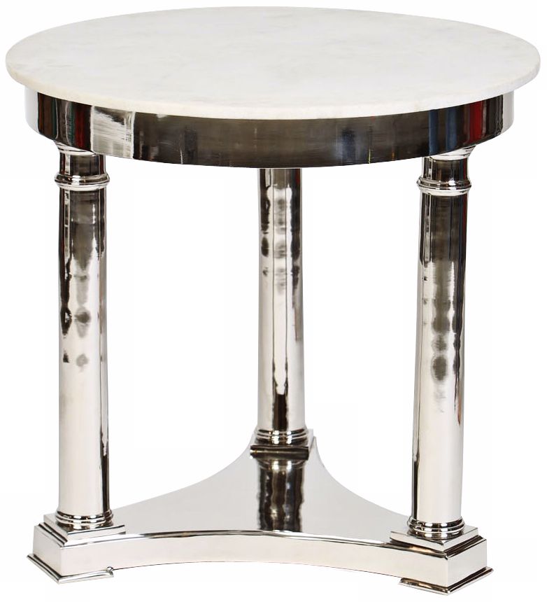 Genera 3-Legged Cast Aluminum Polished Nickel Accent Table