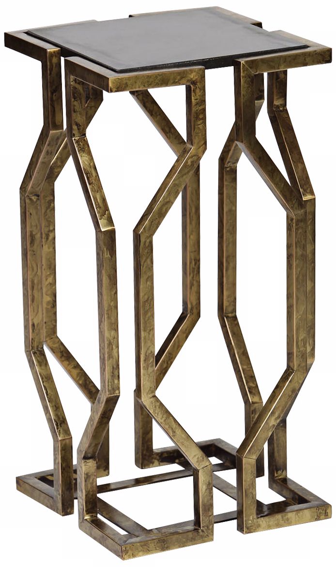 Countess Geometric Form Antique Brass Accent Table