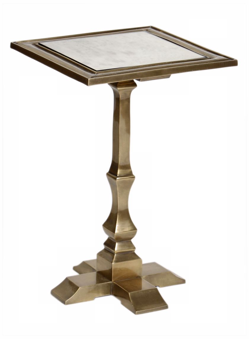 Cast Metal Accent Table with Square Post