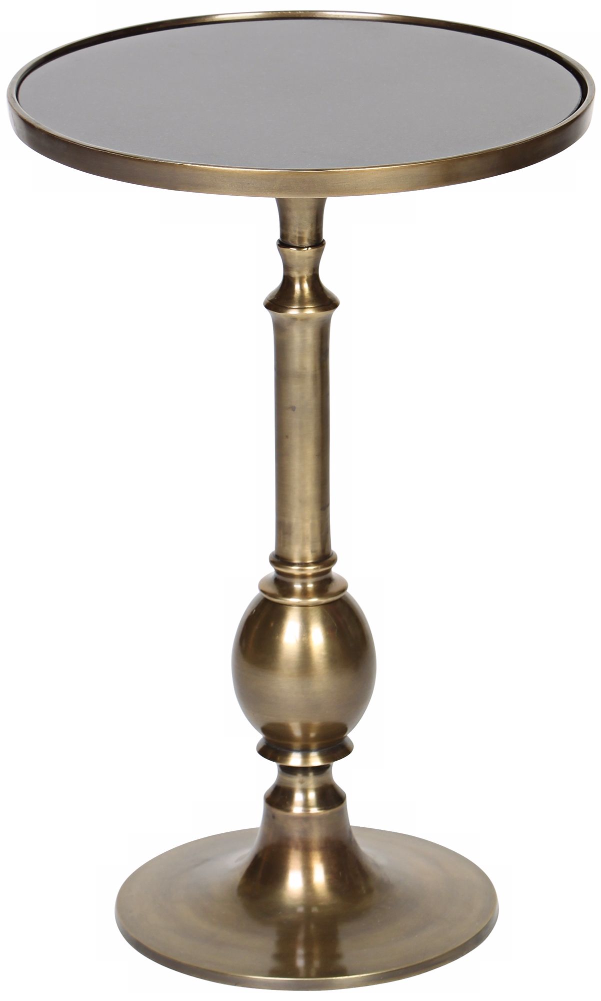 Stephan Turned Metal Egg Antique Brass Accent Table