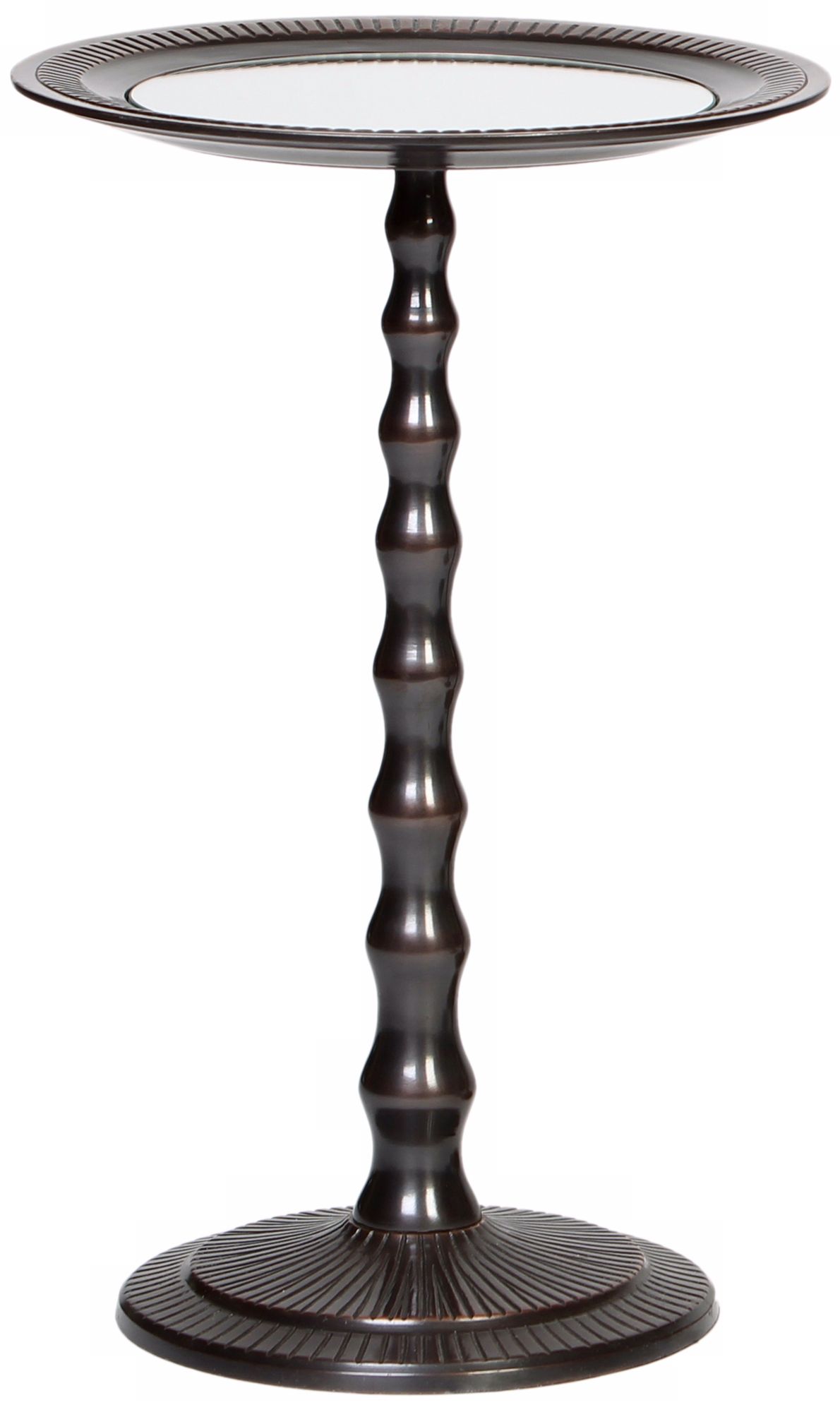 Turned and Tapered Bronze Metal Accent Table