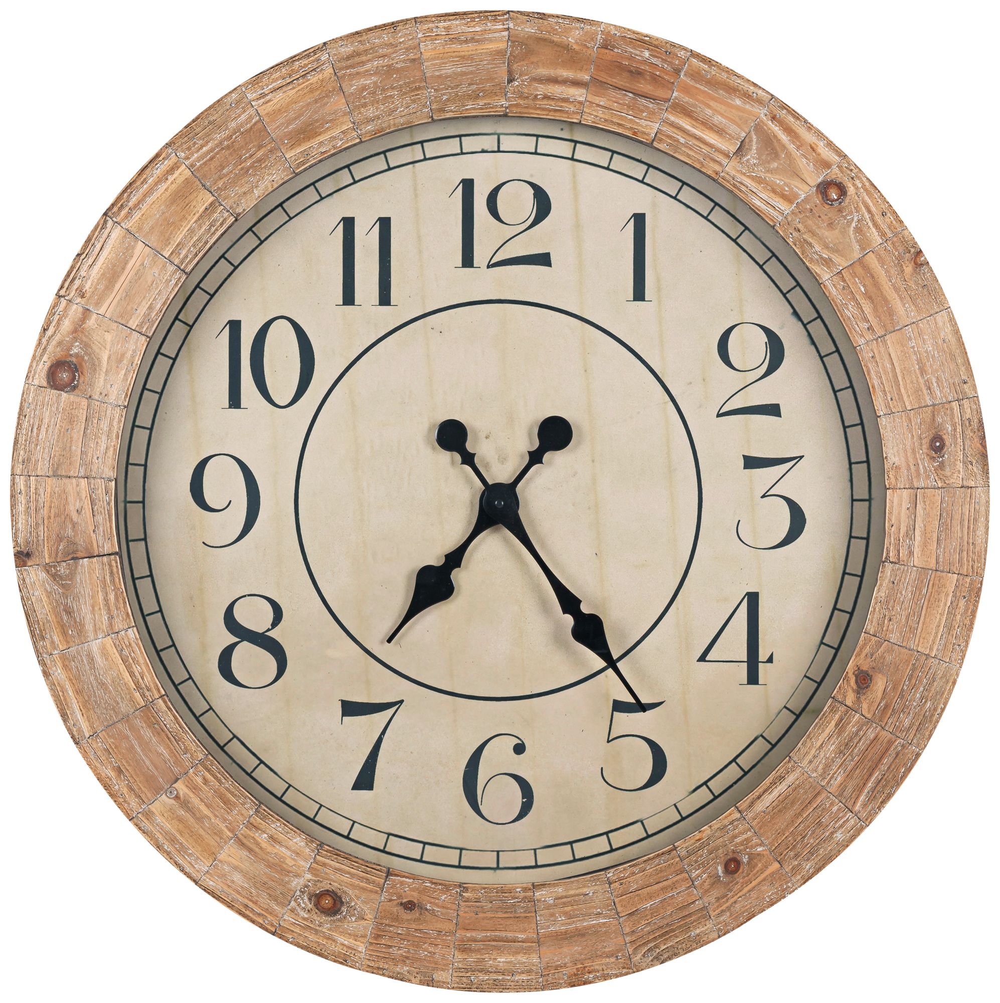 Cooper Classics Fairbanks 31 1/2" Round Wood Wall Clock