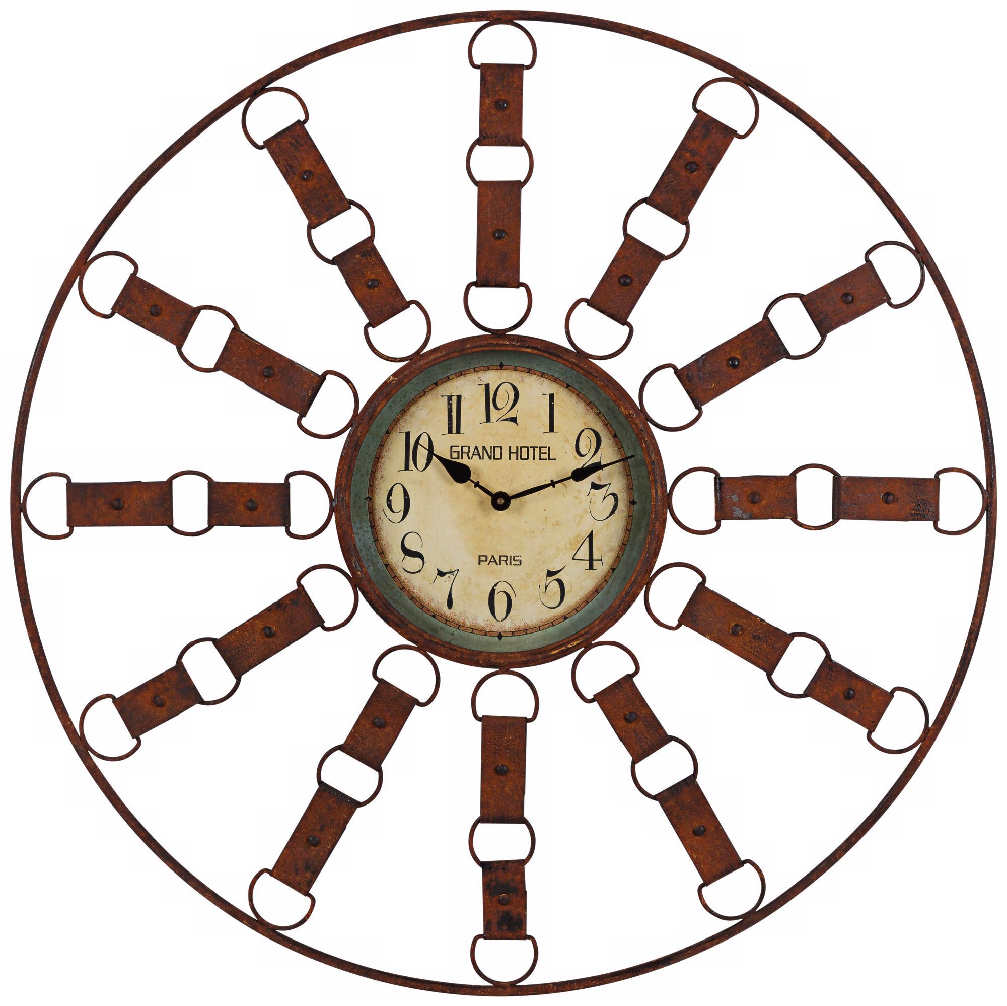 Cooper Classics Thurston 35 1/4"W Brown Metal Wall Clock