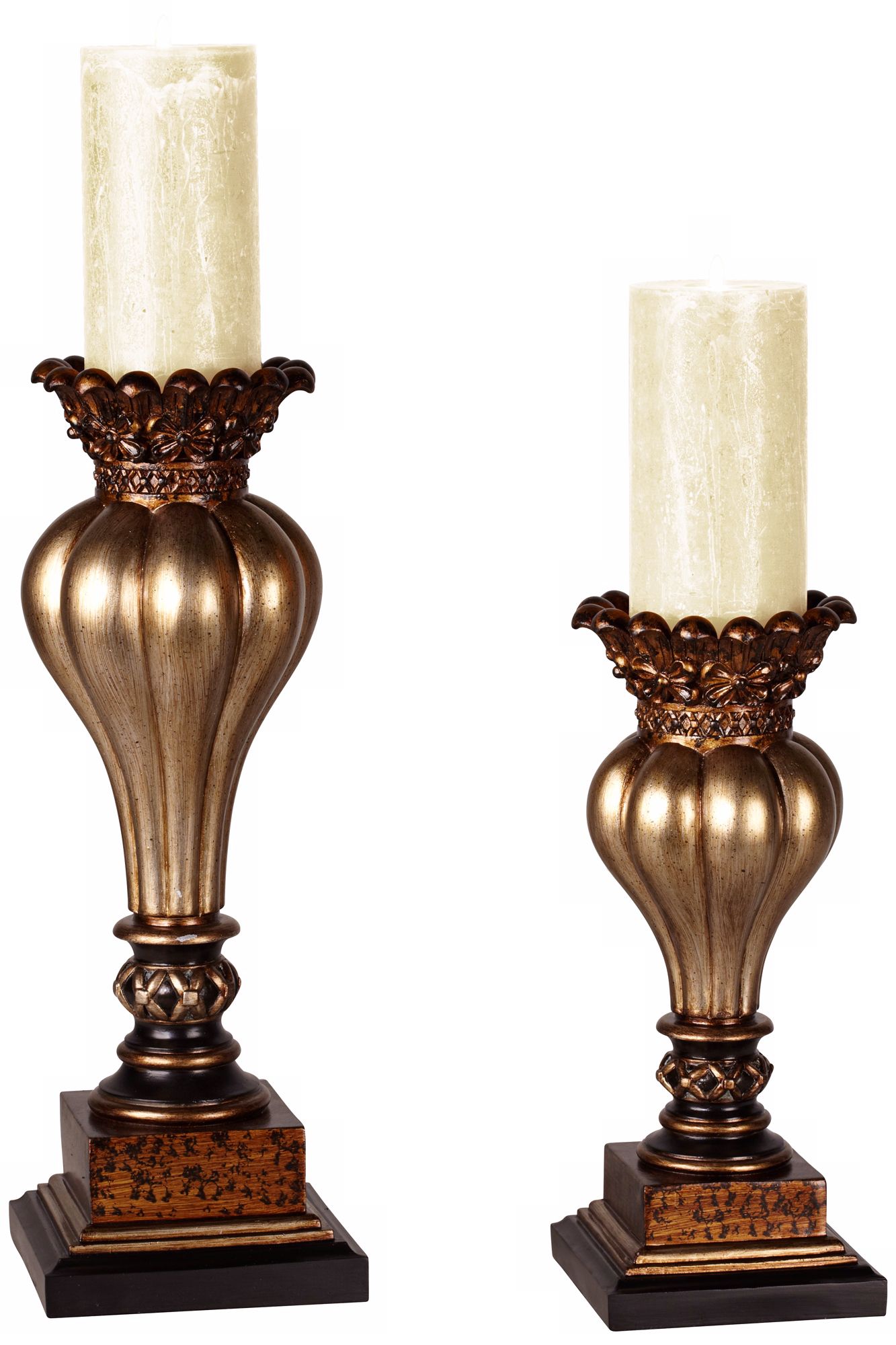 Set of 2 Possini Old World Gold Bronze Candle Holders