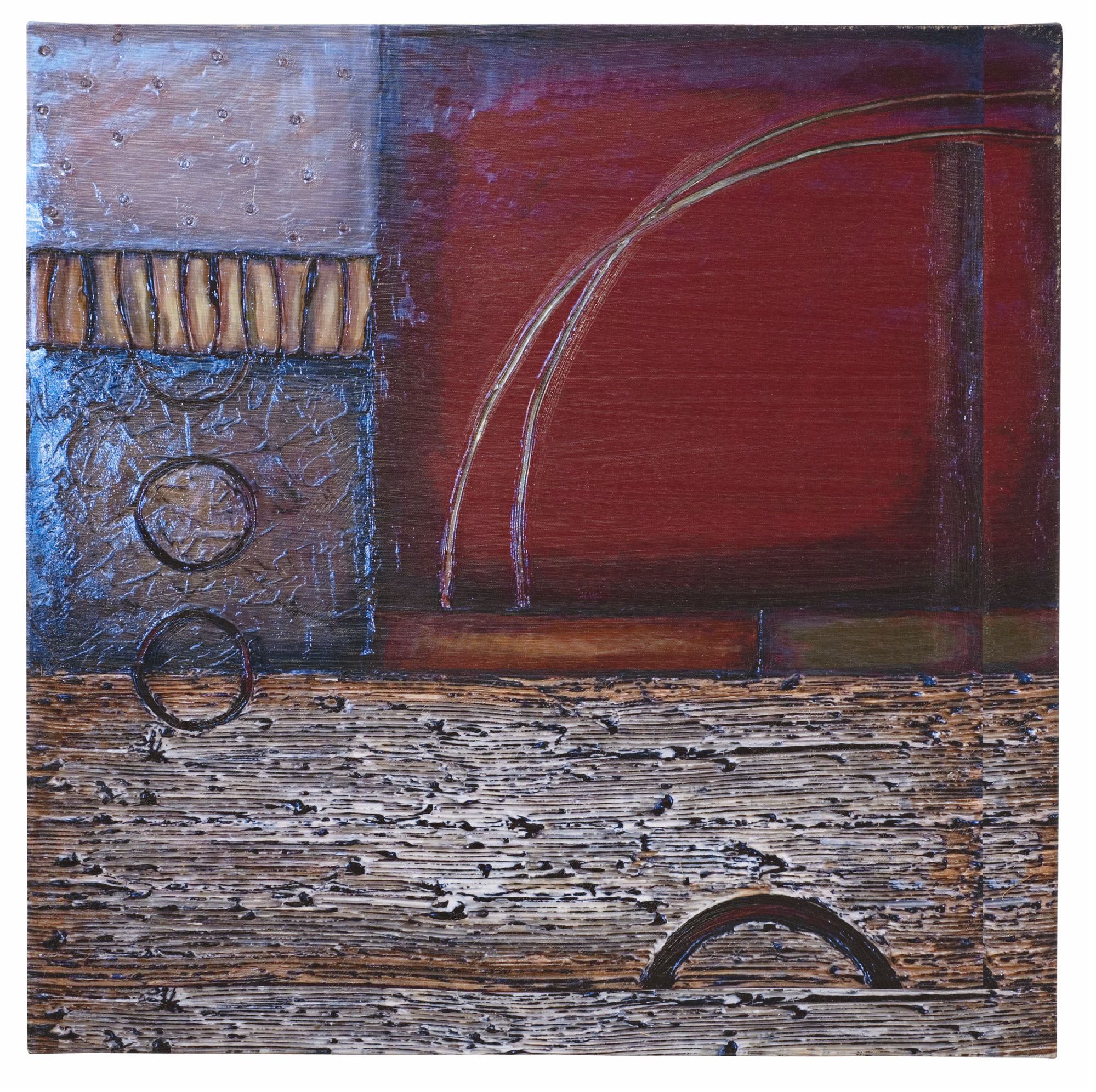 Geometric Strokes 24" Square Abstract Wall Art