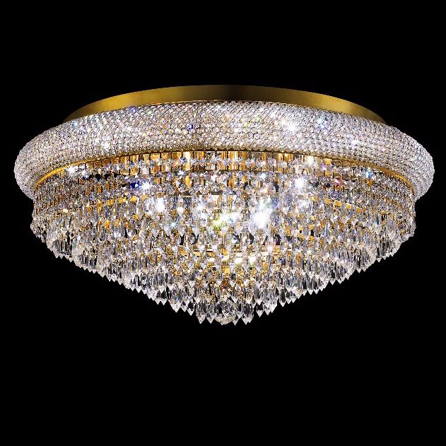 Primo Royal 28" Wide Cut Crystal Gold Ceiling Light