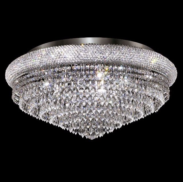 Primo Royal 28" Wide Cut Crystal Chrome Ceiling Light