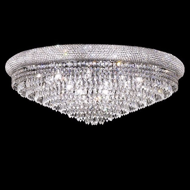 Primo Royal 36" Wide Cut Crystal Chrome Ceiling Light