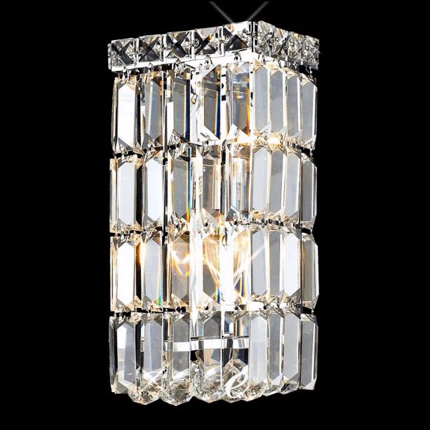 Maxim Collection 12" High Chrome and Crystal Wall Sconce