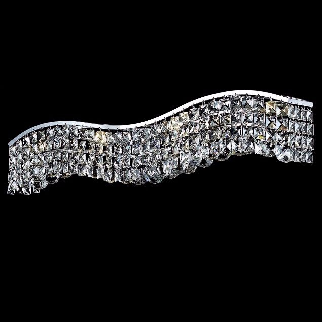 Contour 30" Wide Chrome and Clear Crystal Bath Light