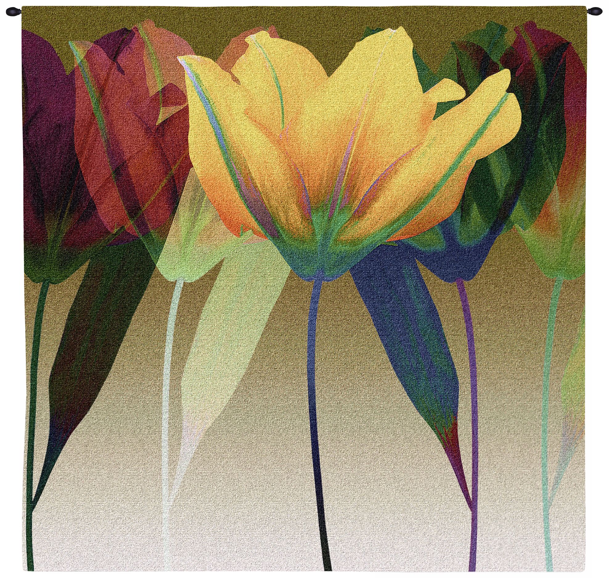 Tulips 51" Square Tapestry with Hanging Rod
