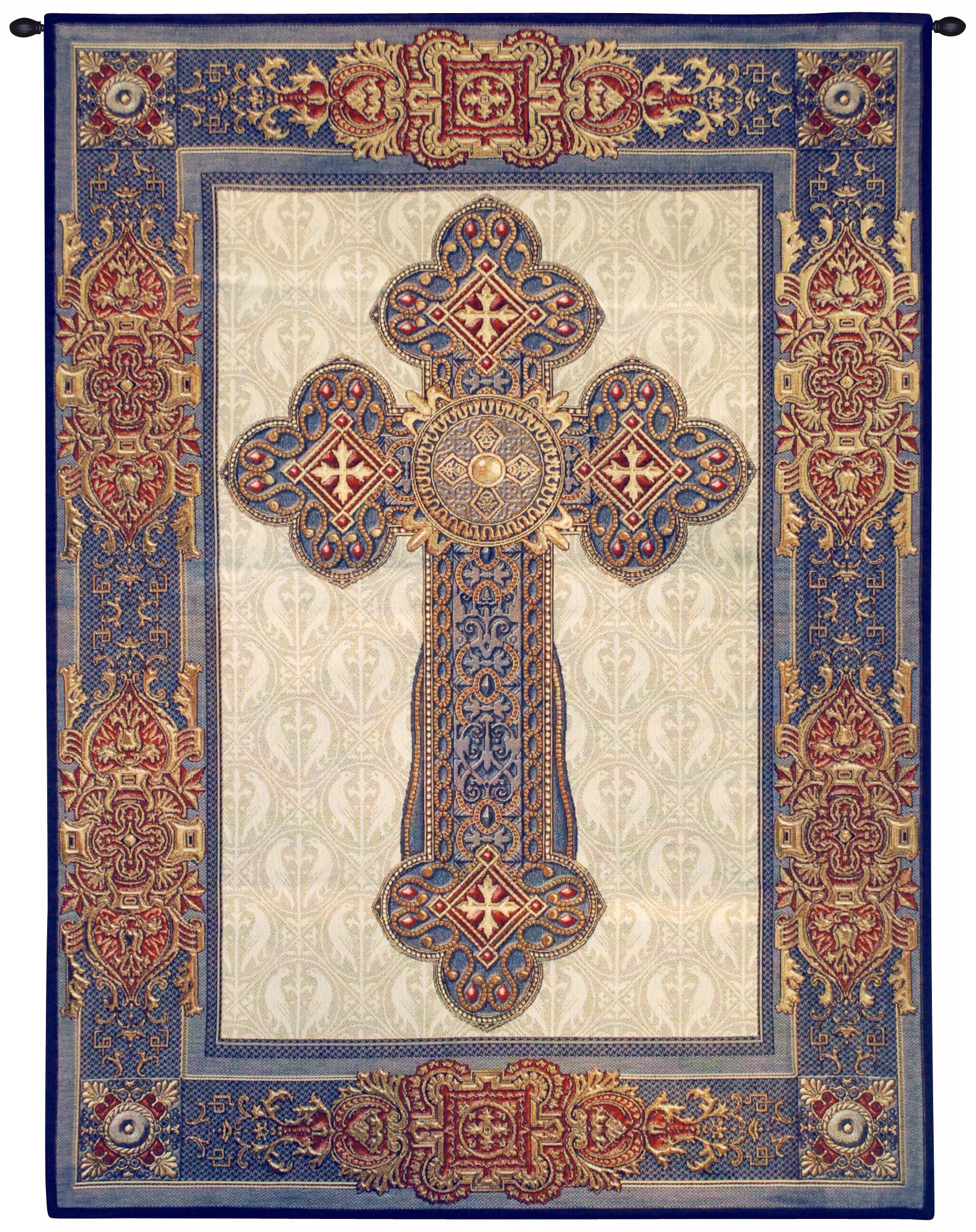 Gothic Cross 53" High Tapestry with Hanging Rod