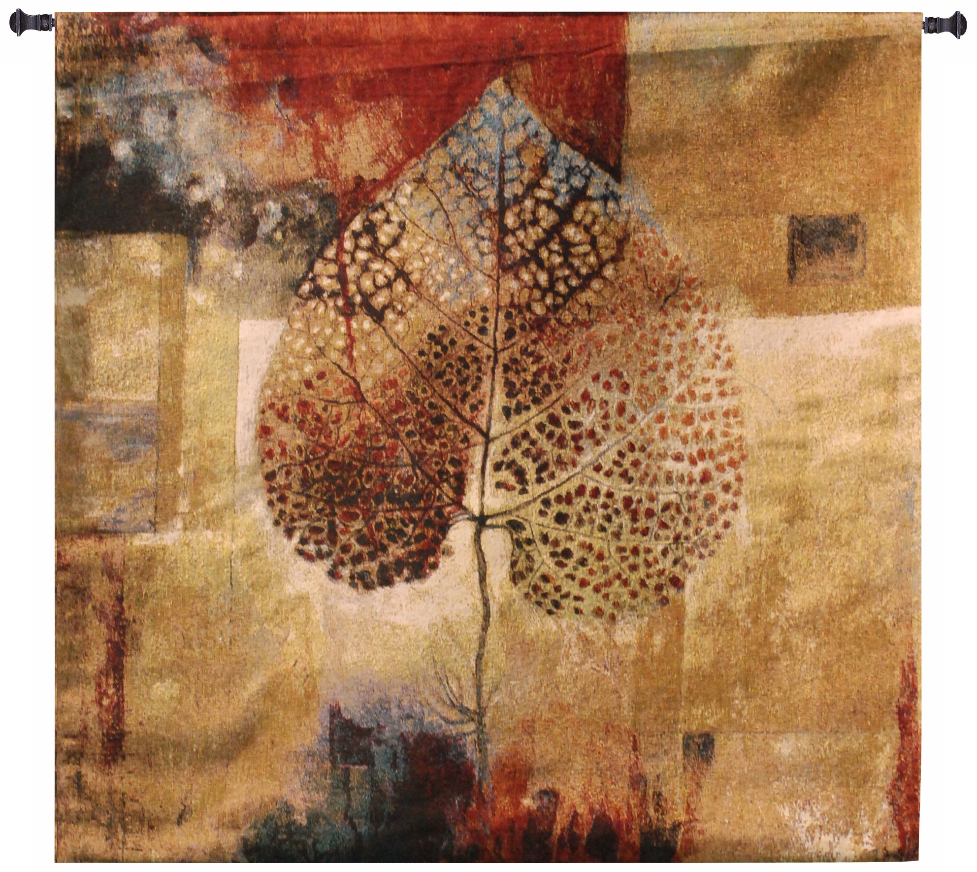 Abstract Autumn 64" Square Tapestry with Hanging Rod