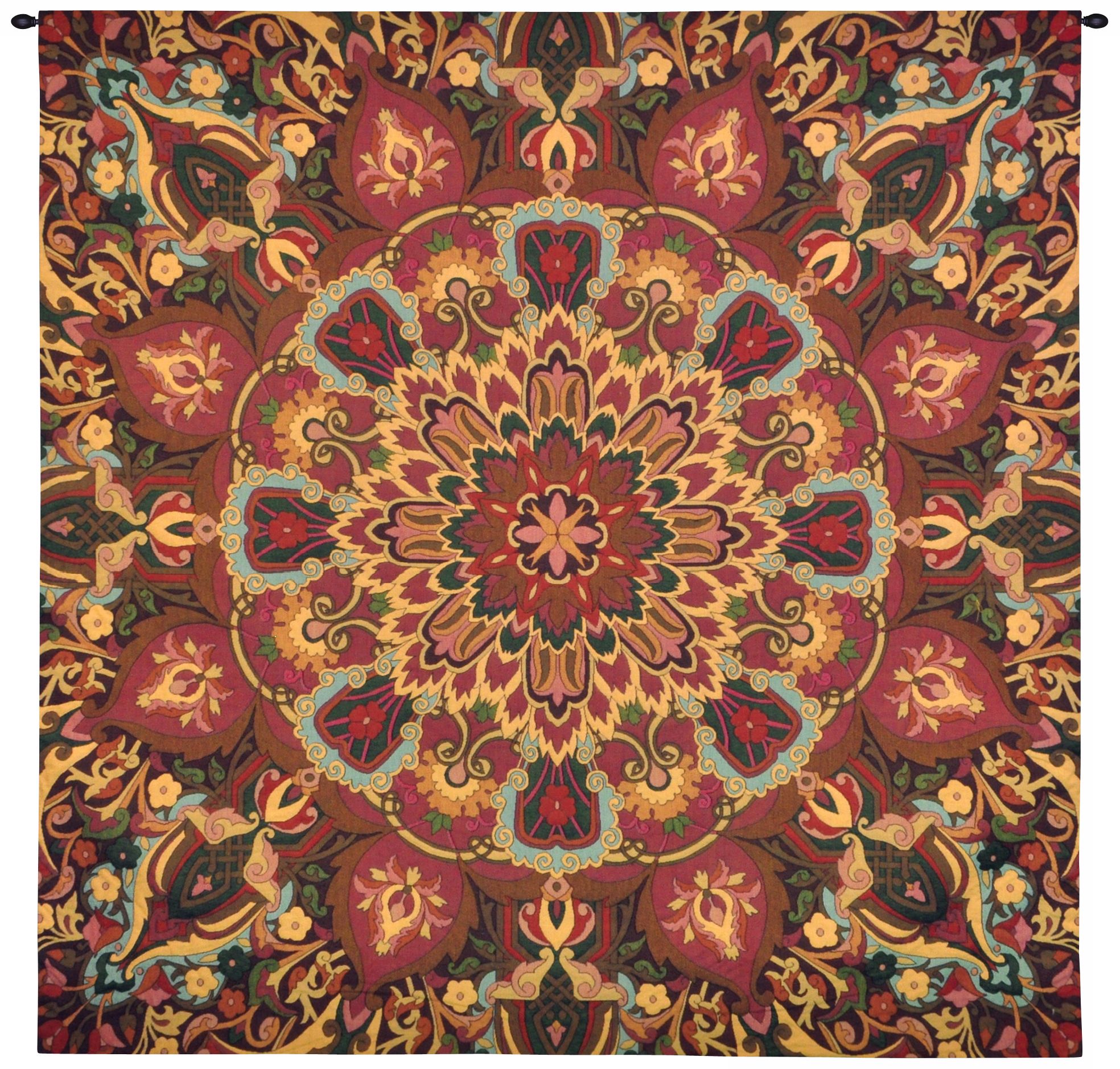 Rangoli Caramel 53" Square Tapestry with Hanging Rod