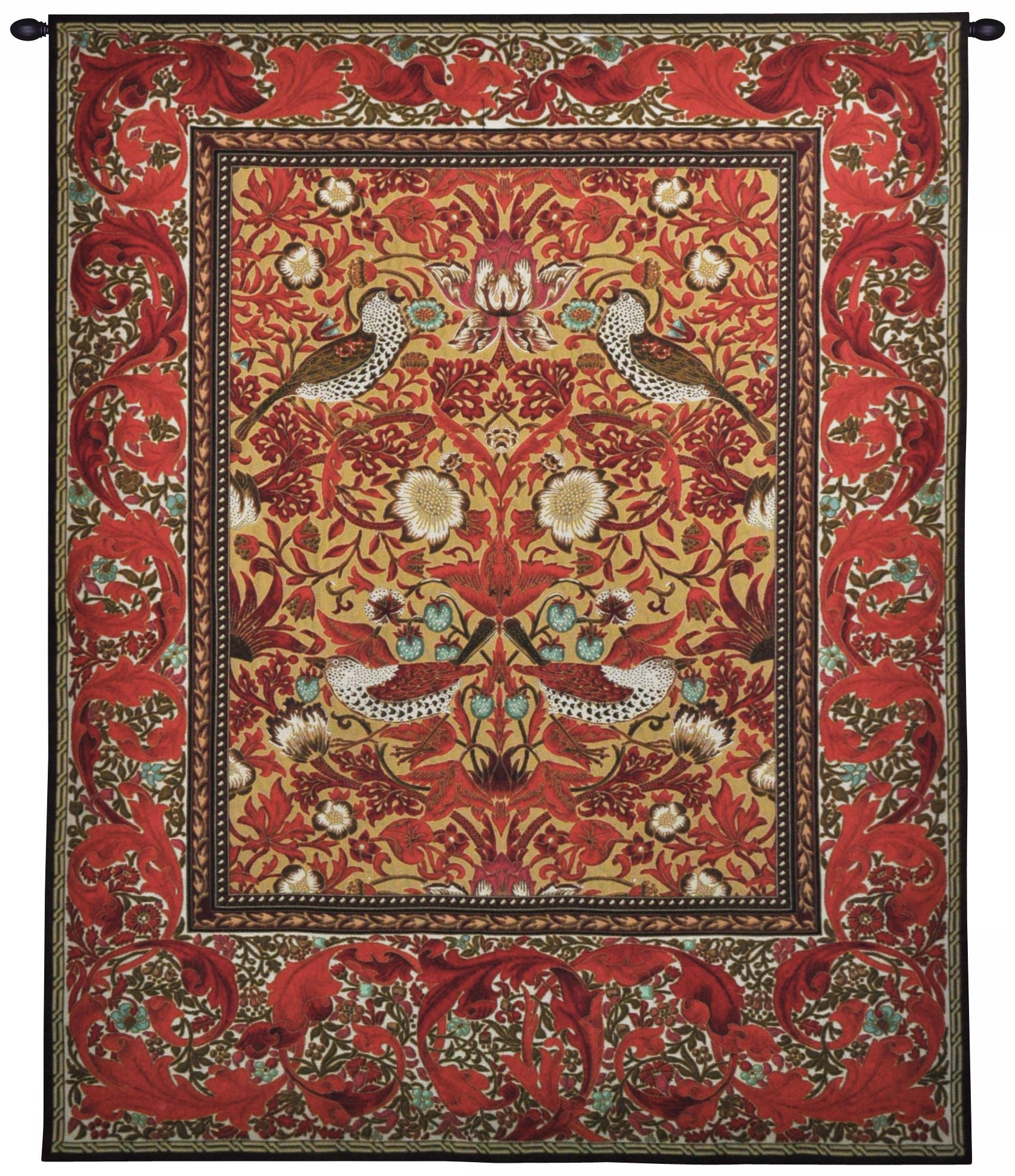 Strawberry Thief 65" High Wall Tapestry with Hanging Rod