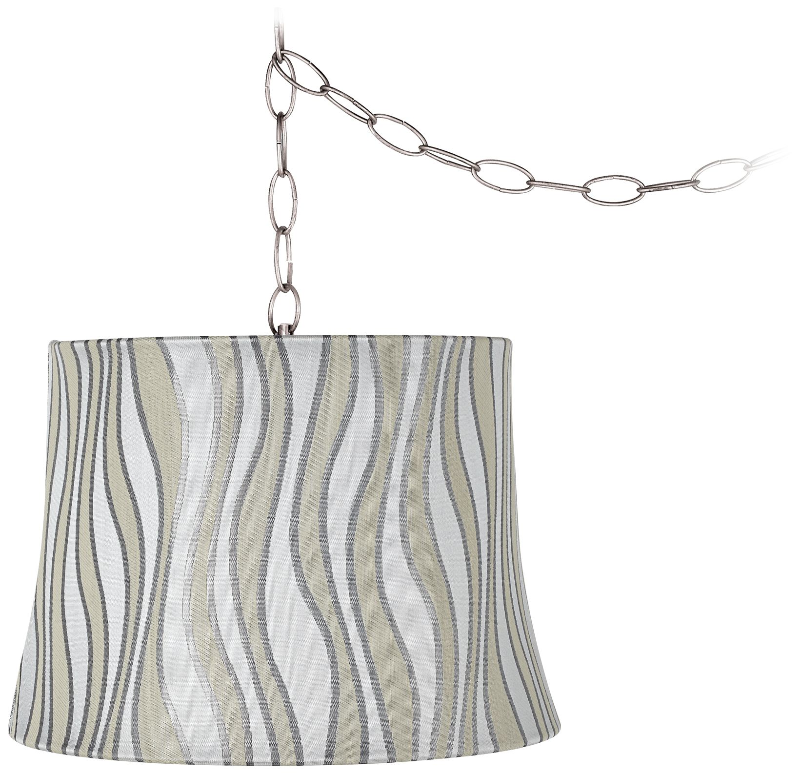 Curved Stripes 12" Wide Brushed Steel Plug-In Chandelier
