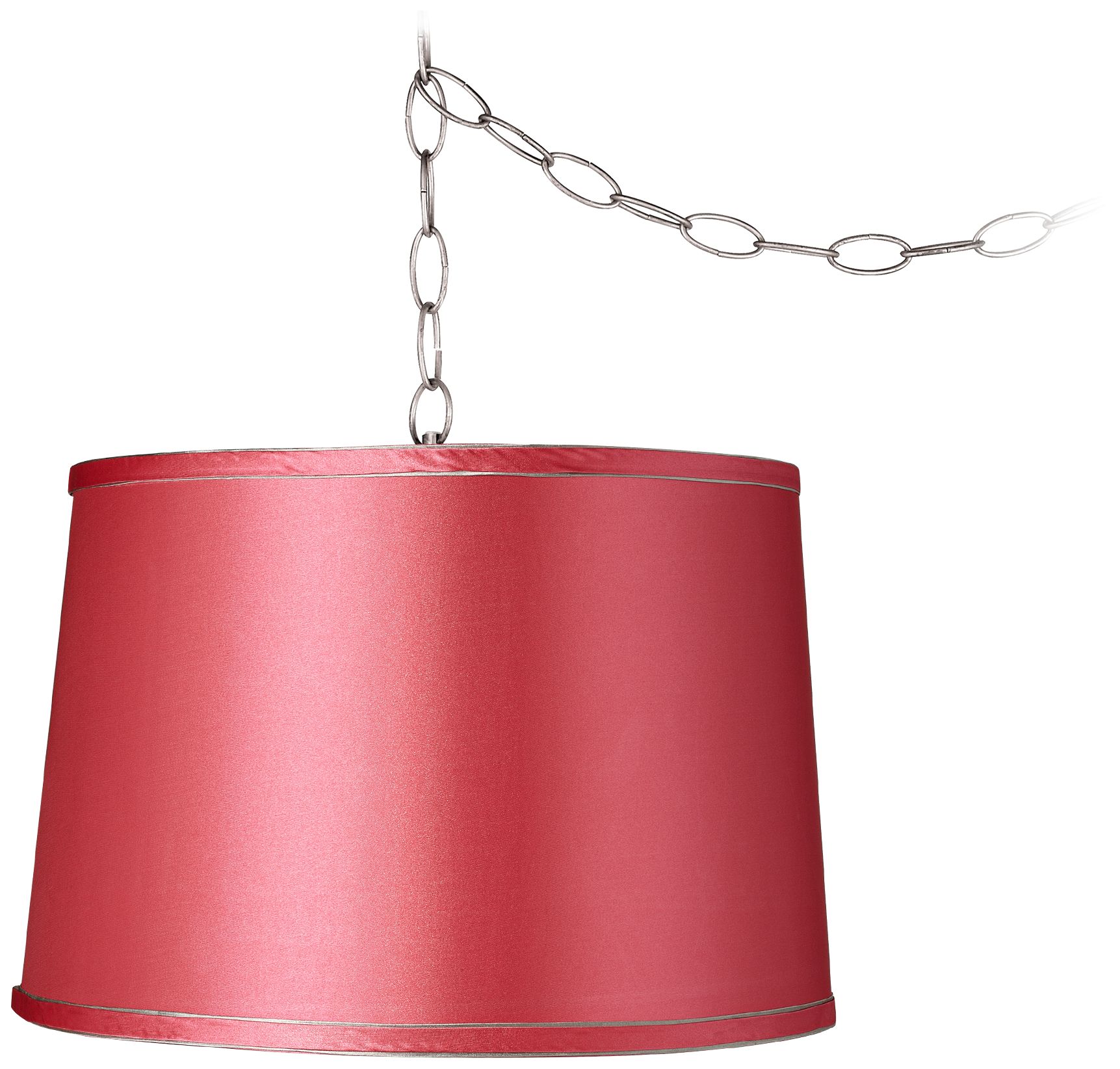 Hot Pink 13 1/2" Wide Brushed Steel Plug-In Chandelier