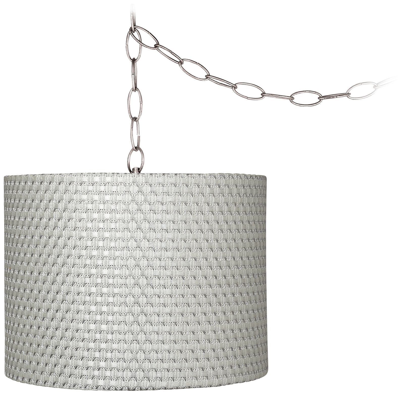 Silver Weave 11" Wide Brushed Steel Plug-In Chandelier