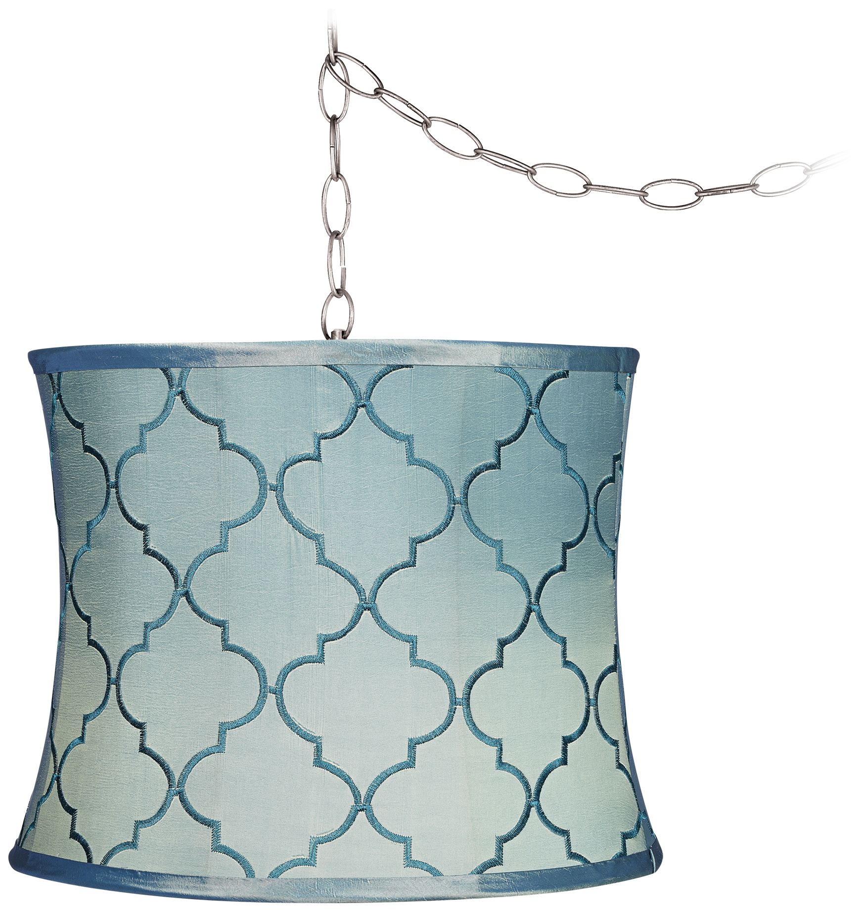 Blue Moroccan Tile 11 1/2" Wide Brushed Steel Chandelier