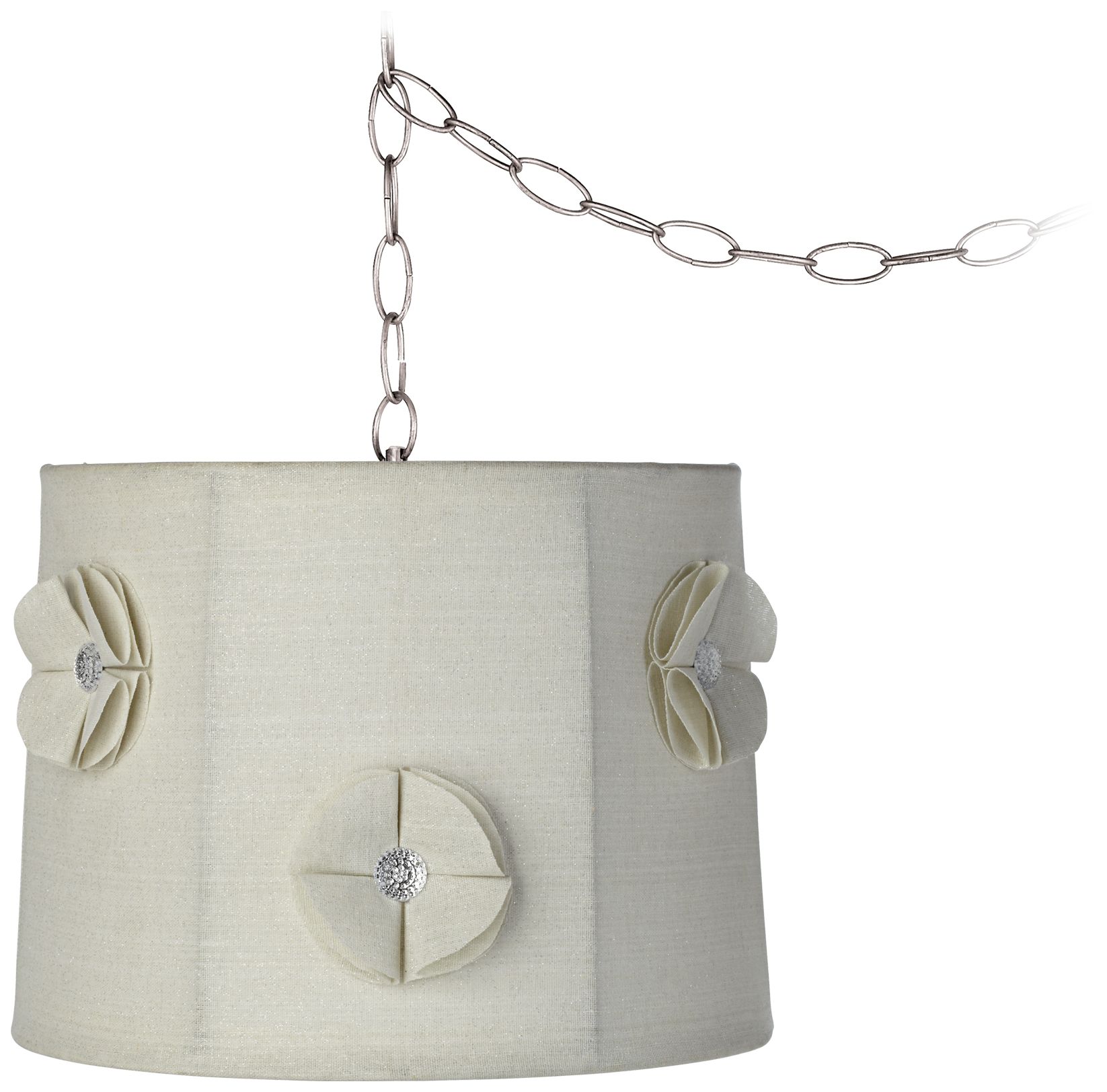 Glitter Flower 12" Wide Brushed Steel Plug-In Chandelier