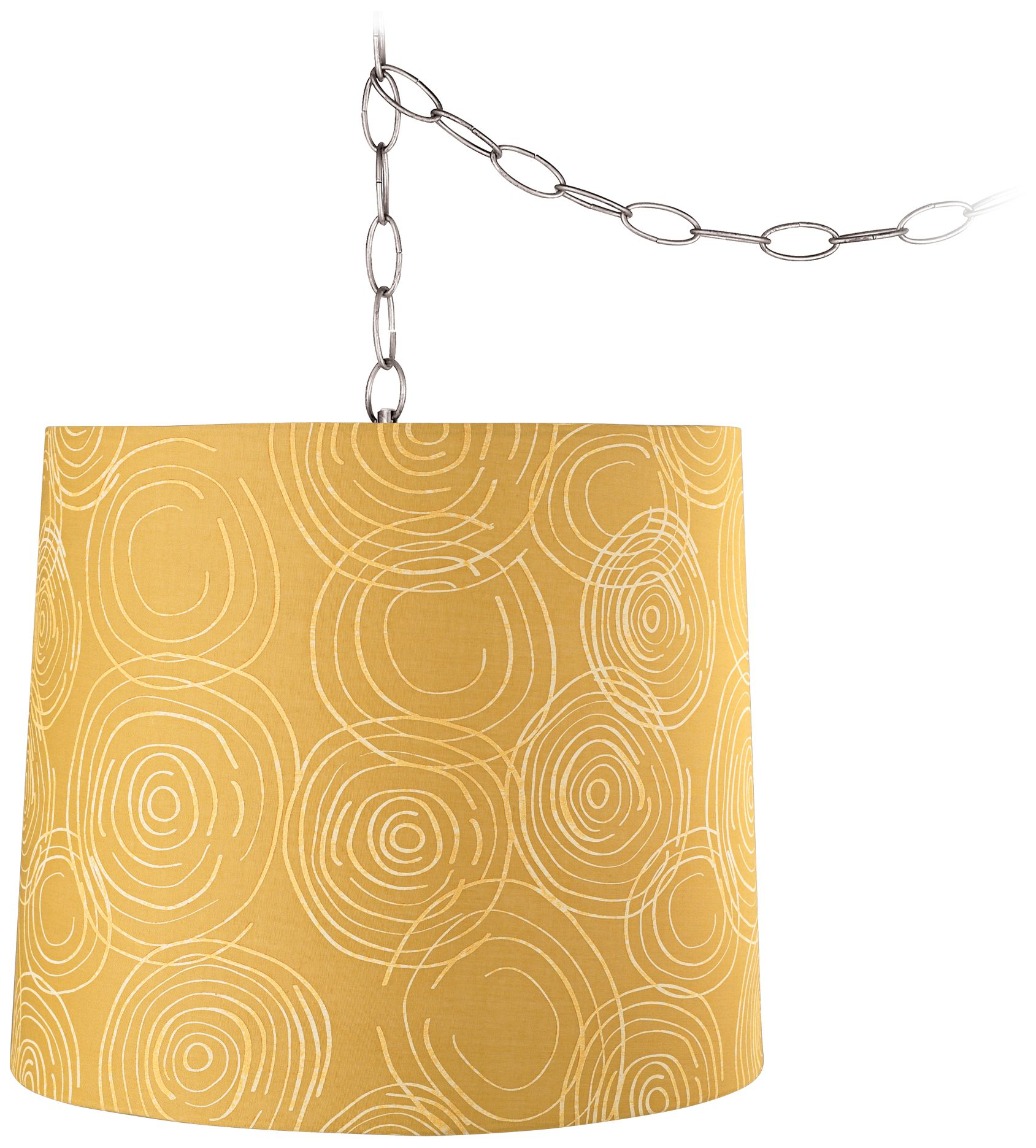 Golden Swirls 13" Wide Brushed Steel Plug-In Chandelier
