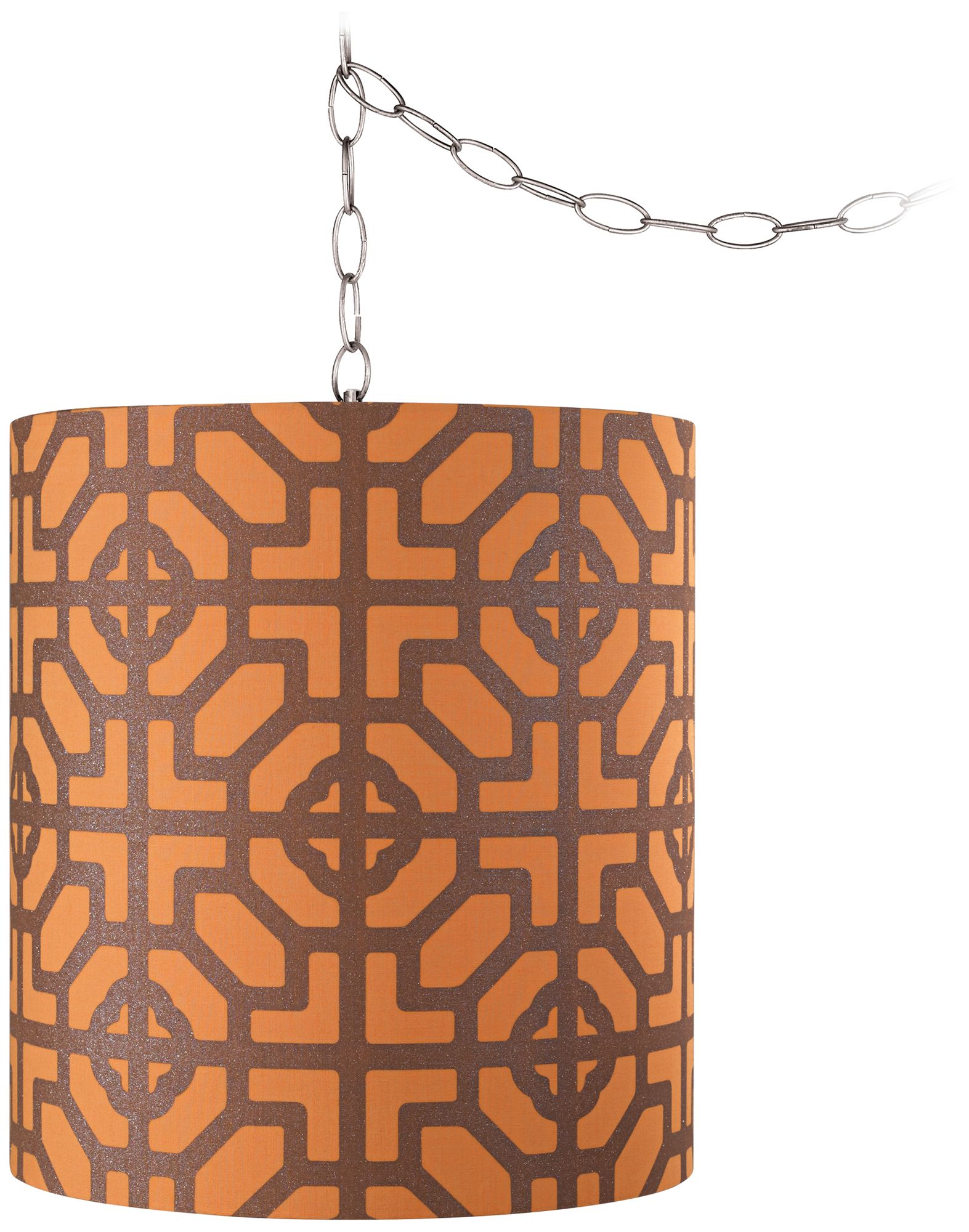 Geometric Orange 11 1/2" Wide Brushed Steel Chandelier